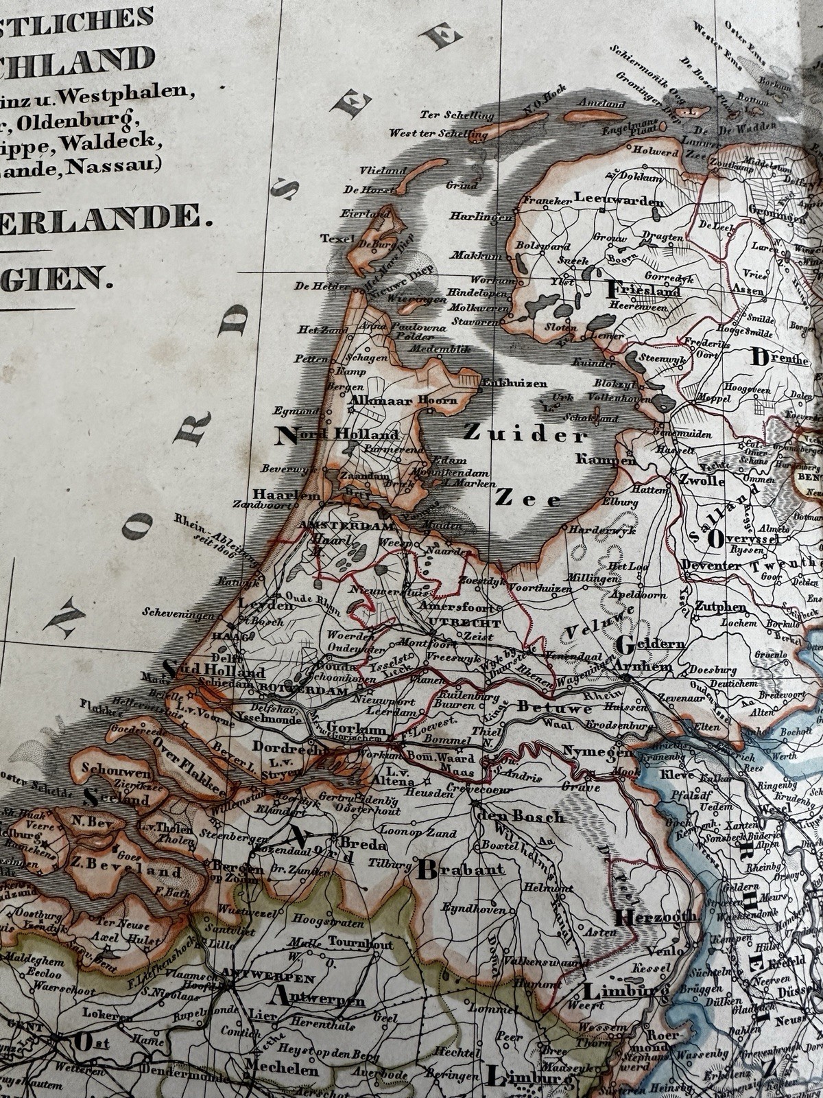 Northwest Germany Netherlands Belgium 1861 Stulpnagel Stieler engraved map