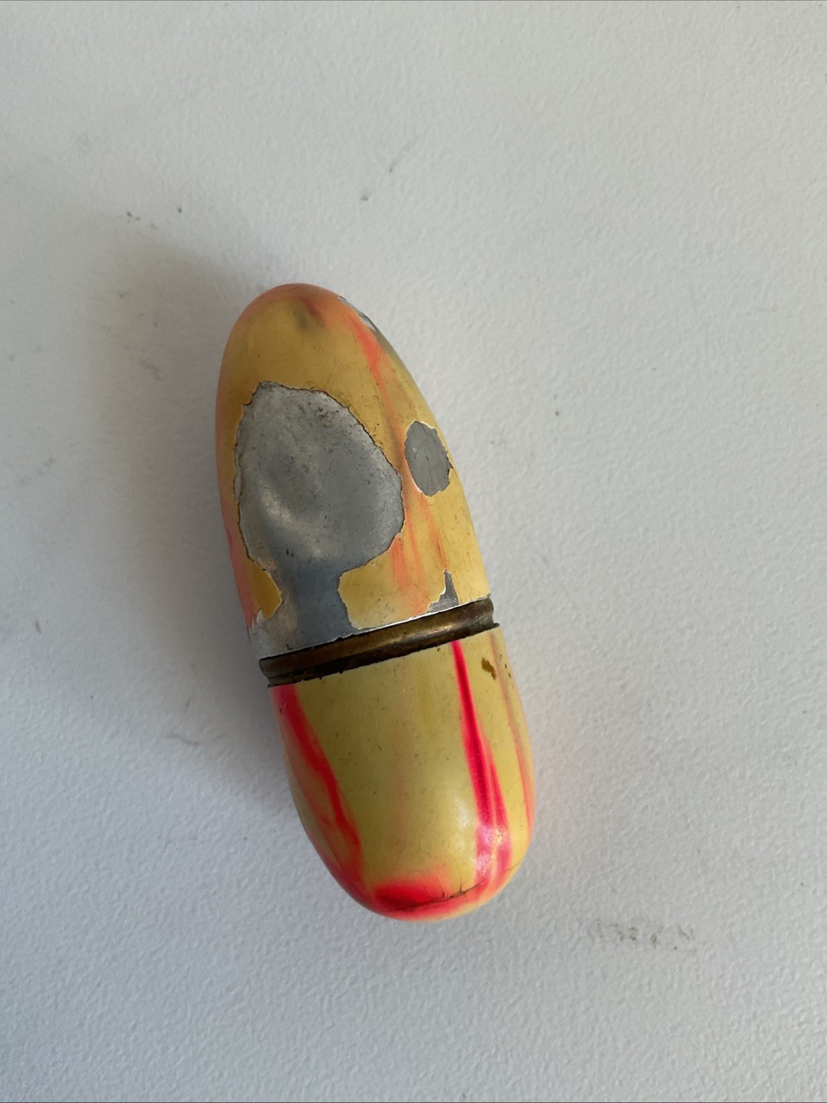 Antique Needle Case Painted Metal with thread 1 3/4″