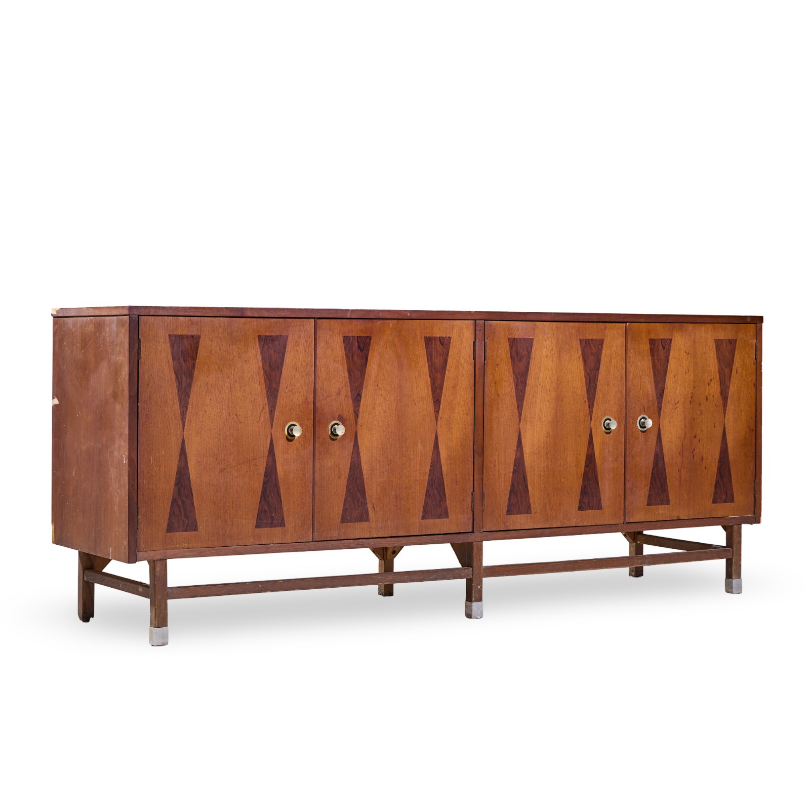 Stanley Mid Century Walnut Harlequin Credenza