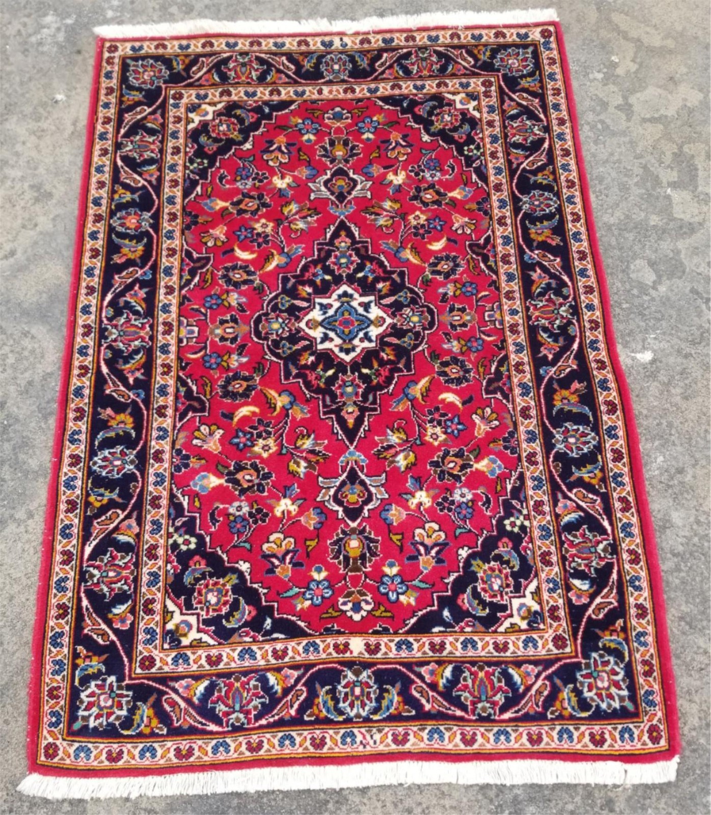 Vintage Traditional Handmade Oriental Wool Multicolor Rug 147 x 104 cm