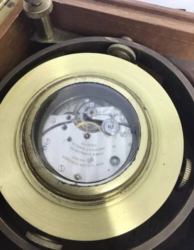 Longines 1940s Marine Deck Chronometer Clock w 3-Tier Box 17J