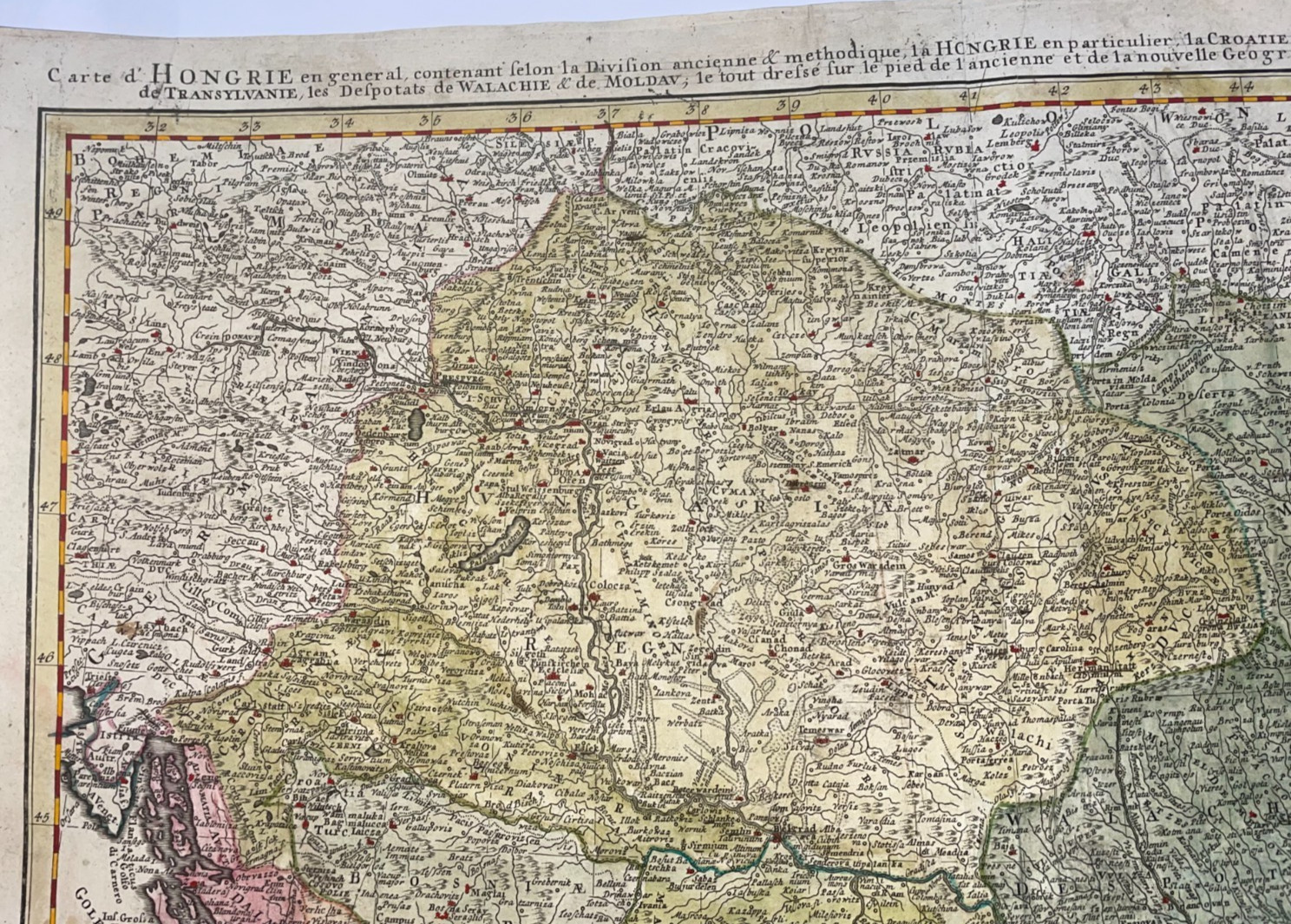 HUNGARY BALKANS DATED 1744 HOMANN HEIRS LARGE ANTIQUE ENGRAVED MAP 18TH CENTURY