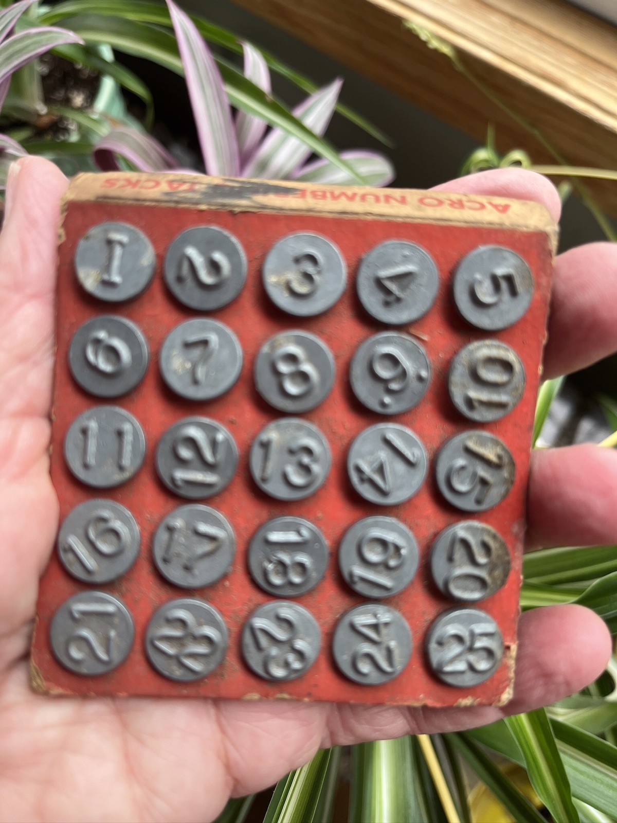 Vtg 1948 ACRO Hold-Tite Numbering Tacks 1-25 Window Markers Butler Wisconsin