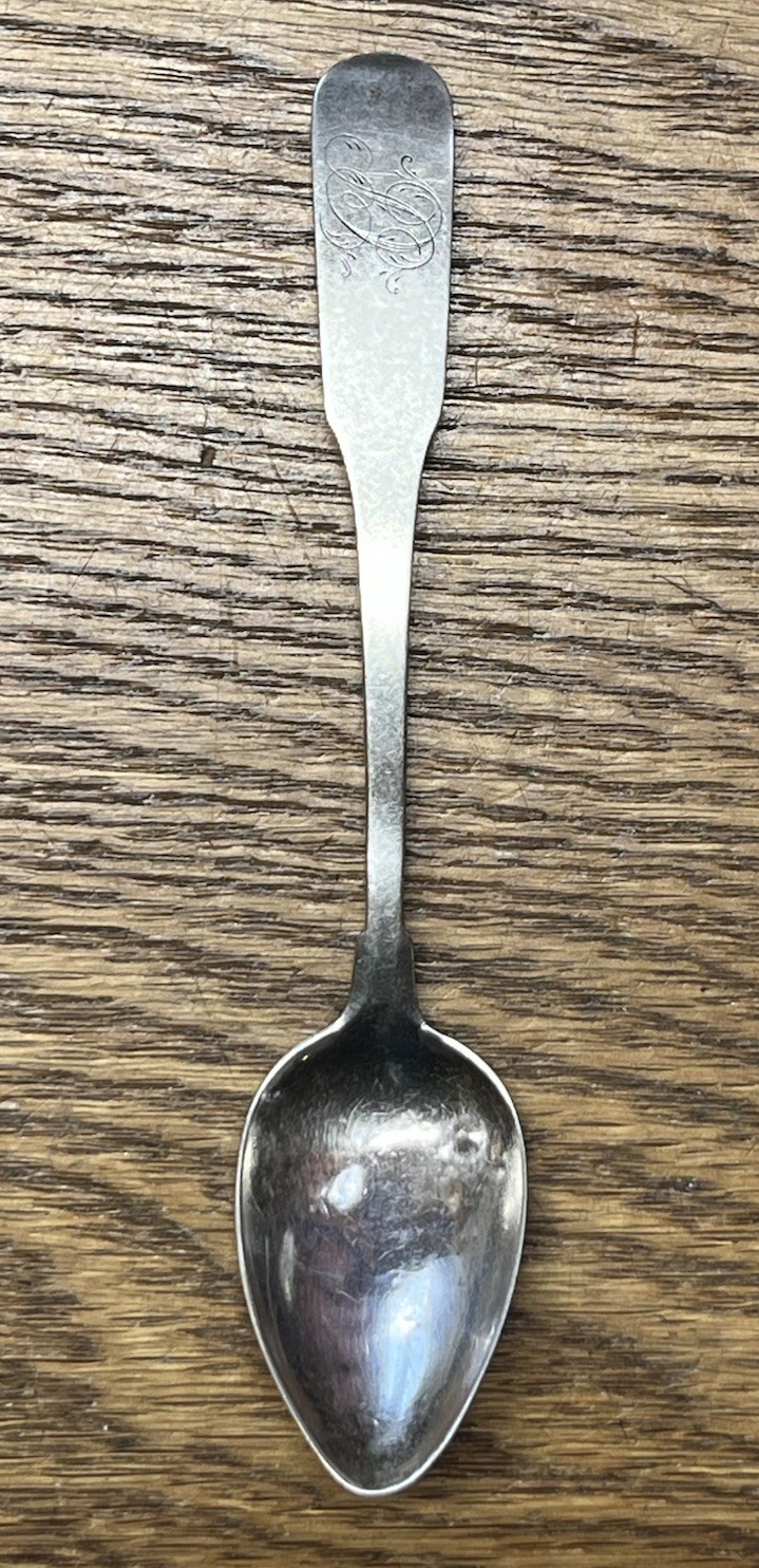 American Coin Silver Coffee Spoon Signed Sargeant 1st Initial Obscured Mass, Ct