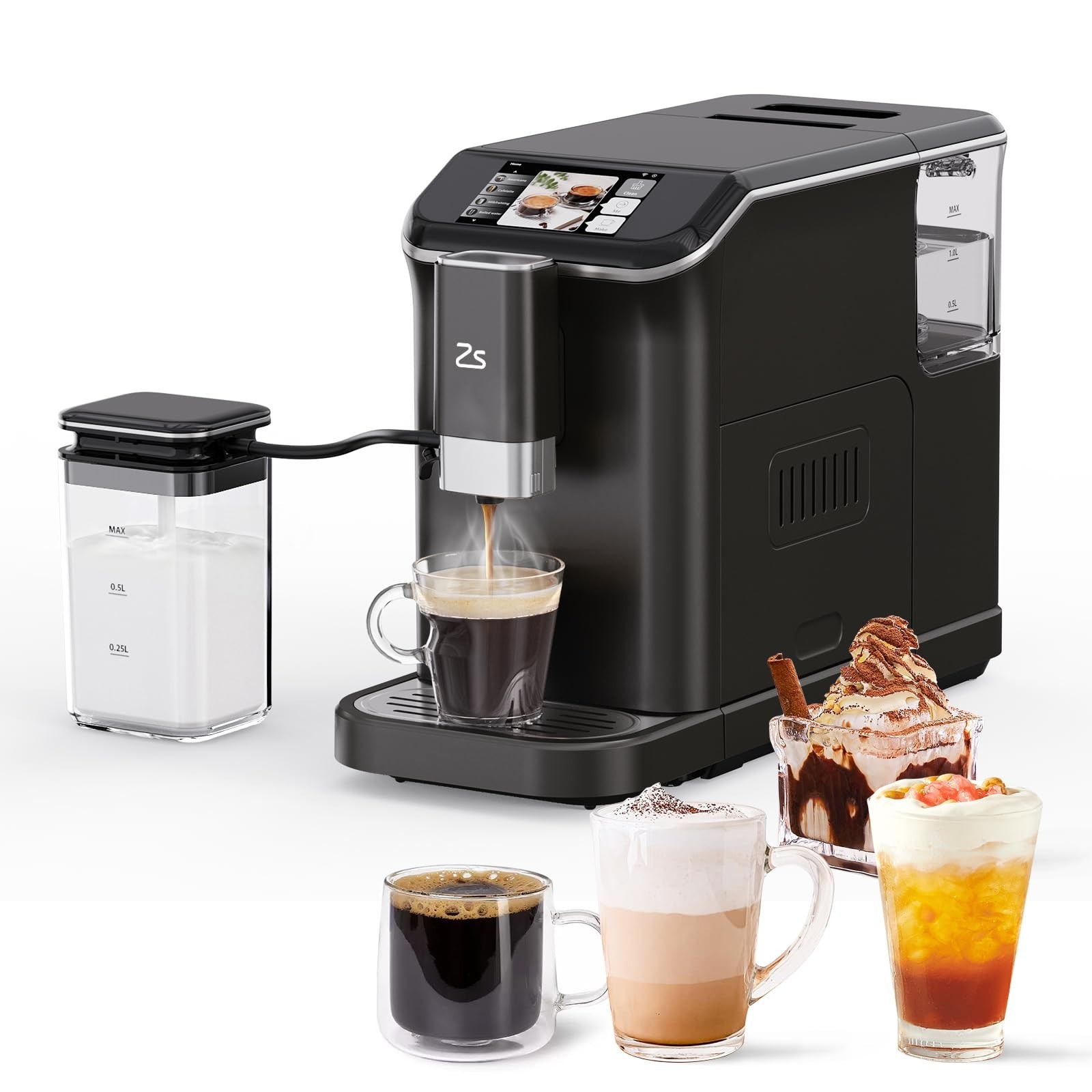 Fully Automatic Espresso Machine, 20 Bar Cappuccino Latte Machine With Optimi…