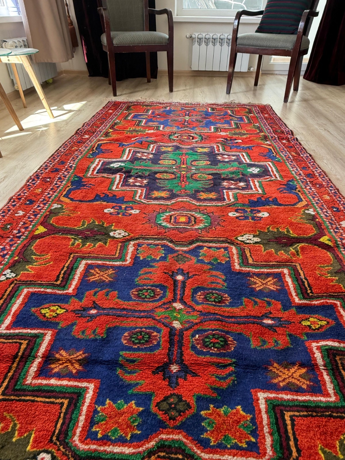 Vintage Dagestan Handmade Wool Rug, Mid-20th Century, Natural Dyes, (83x57in)