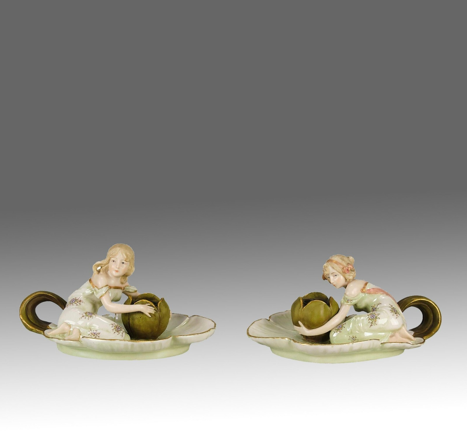 Late 19th Century Porcelain “Art Nouveau Candle Holders” by Ernst Wahliss