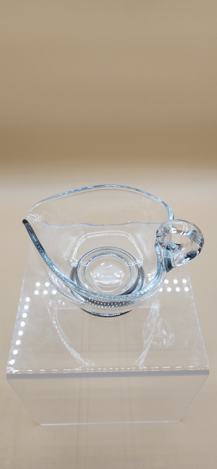 Clear Glass Creamer/Gravy Sterling Silver B I Signed Footed Base MCM Vintage