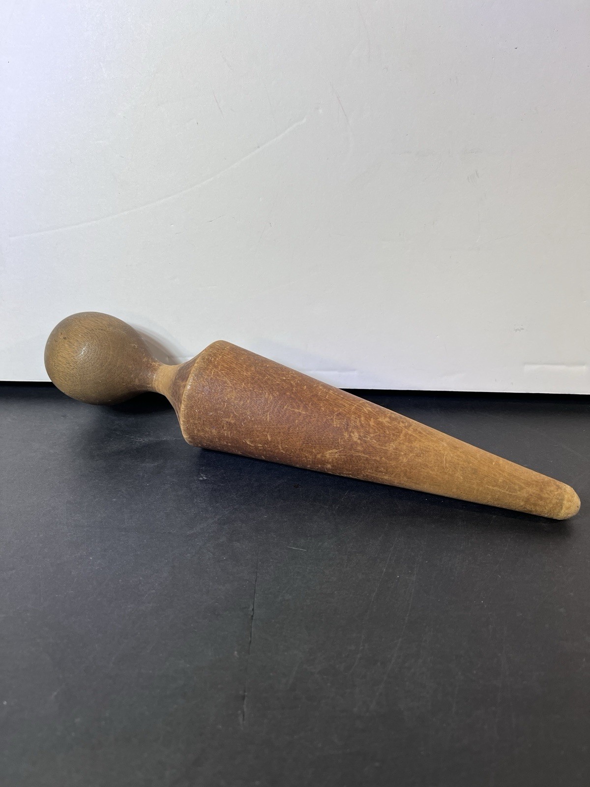 Vtg Primitive Wood Pestle Farmhouse Antique Solid Wood Cone Shaped Masher 11”