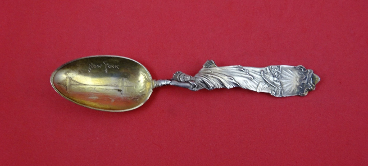 Pattern Unknown by Shiebler Sterling Souvenir Spoon GW Statue of Liberty 5 3/4″