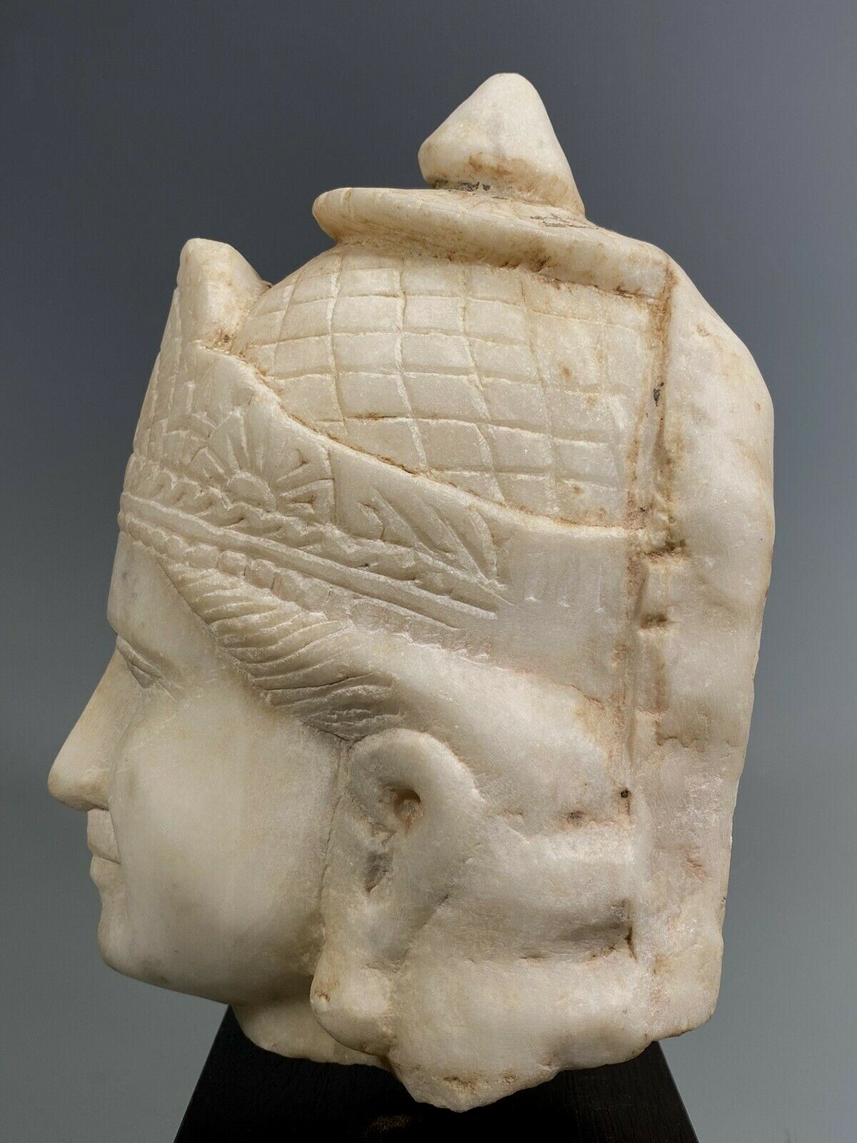 Fine RARE India Indian White Marble Head of Brahma ca. 19th c. possibly Earlier