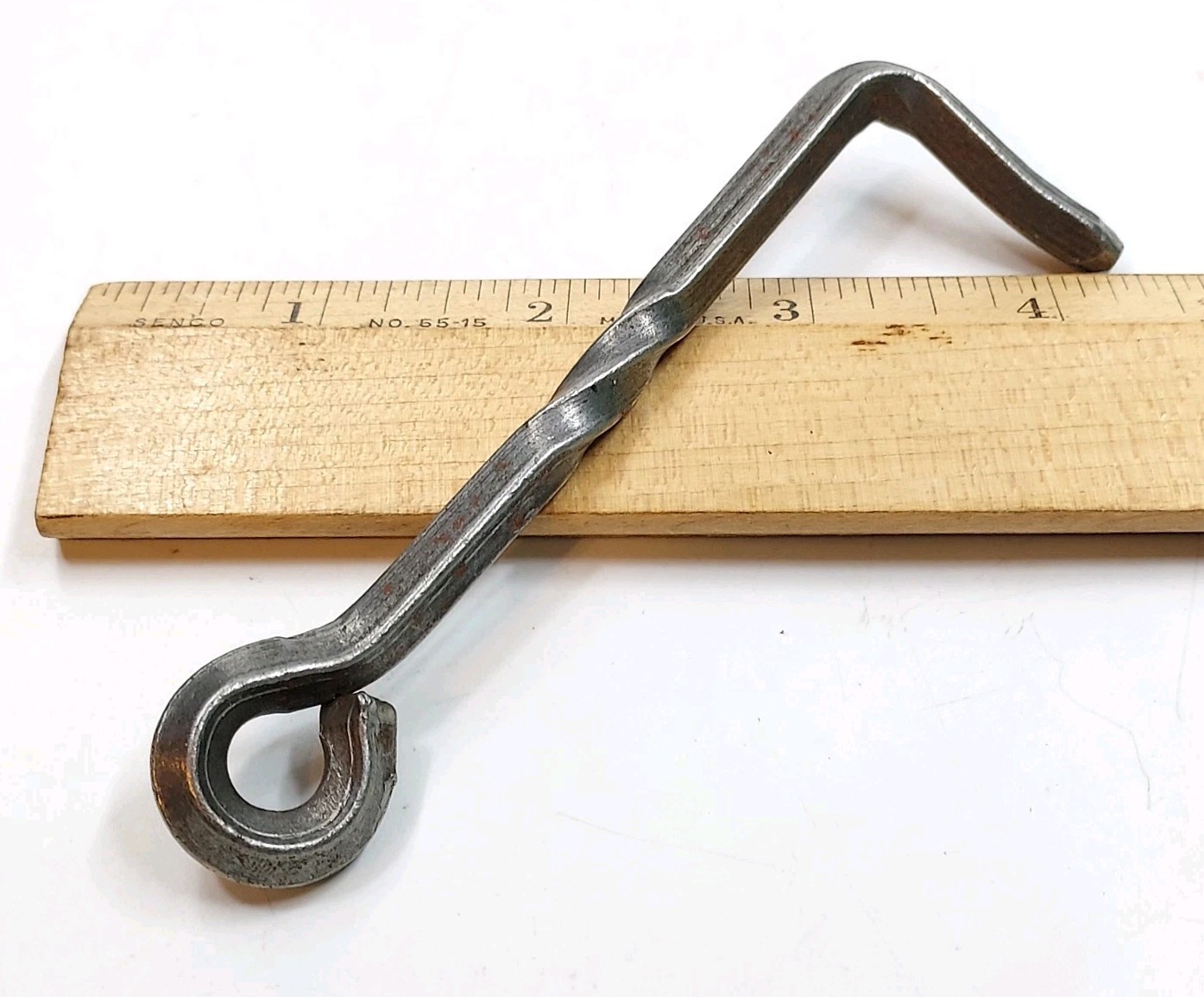 Vintage Wrought Forged Twisted Iron Barn Gate Latch Hook Arm 4.5″ Estate Find
