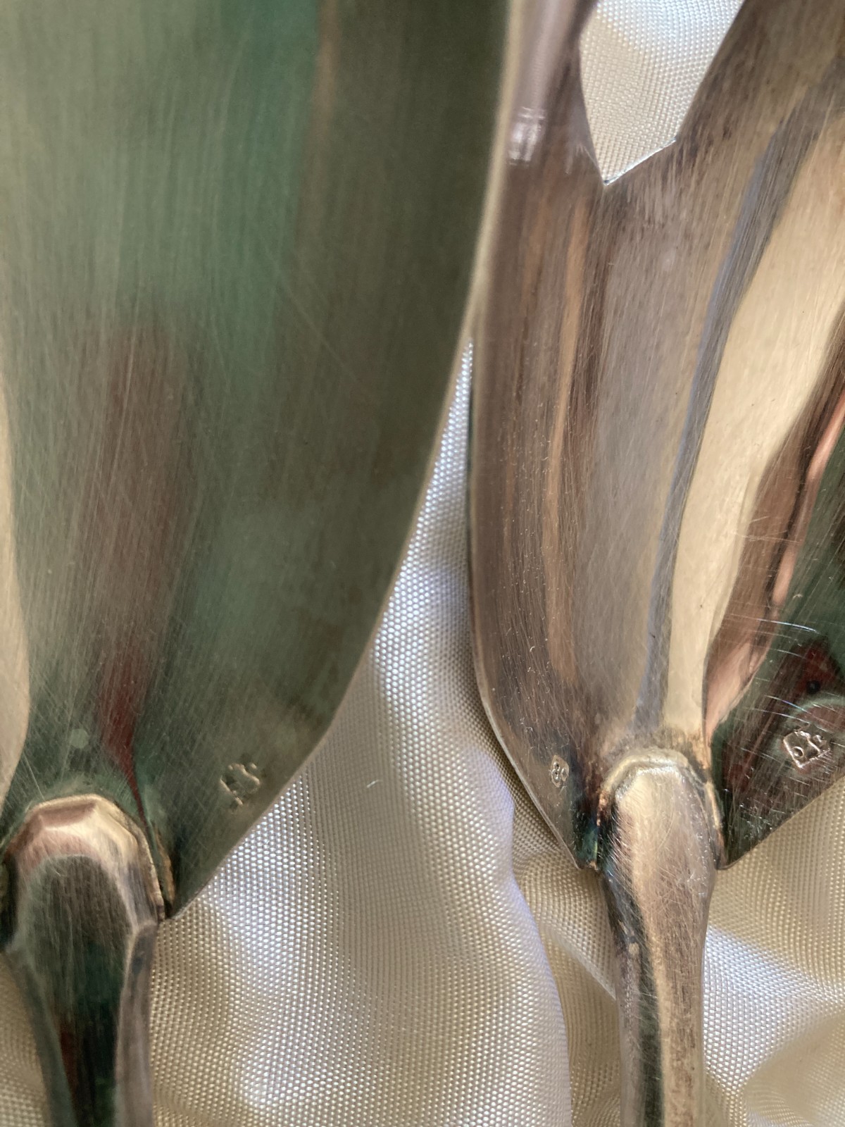 Vintage Silverplate R. PAU France Salad Server Set Fork Spoon LG BOXED CASED SET