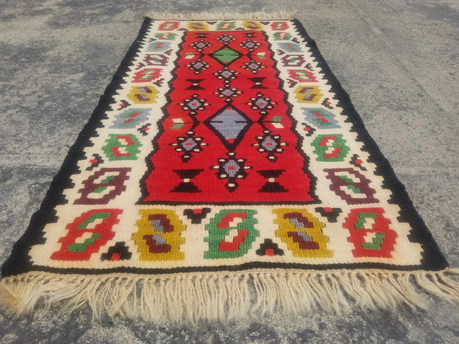 Fine Vintage Traditional Handmade Turkish Wool Multicolor Kilim 3.3×1.7 ft