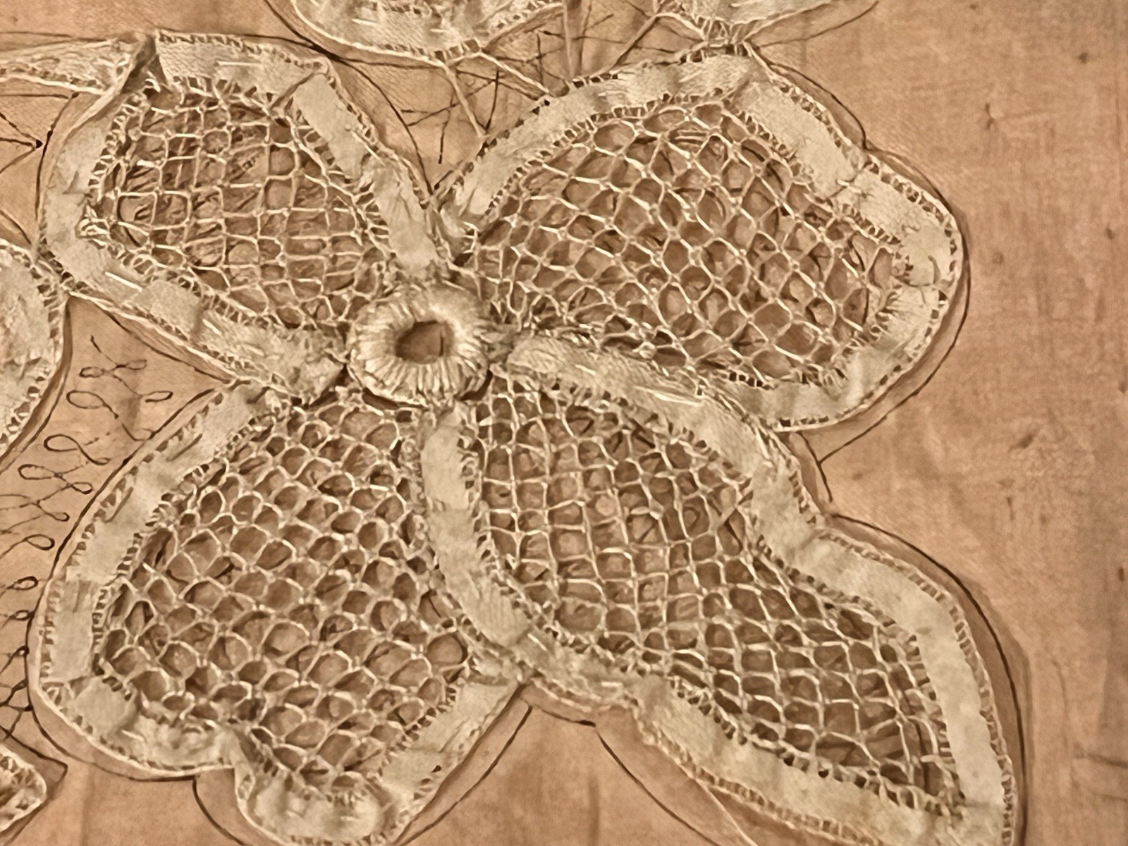 Antique Handmade Battenberg Lace Projects in Progress Cutter DIY Sew