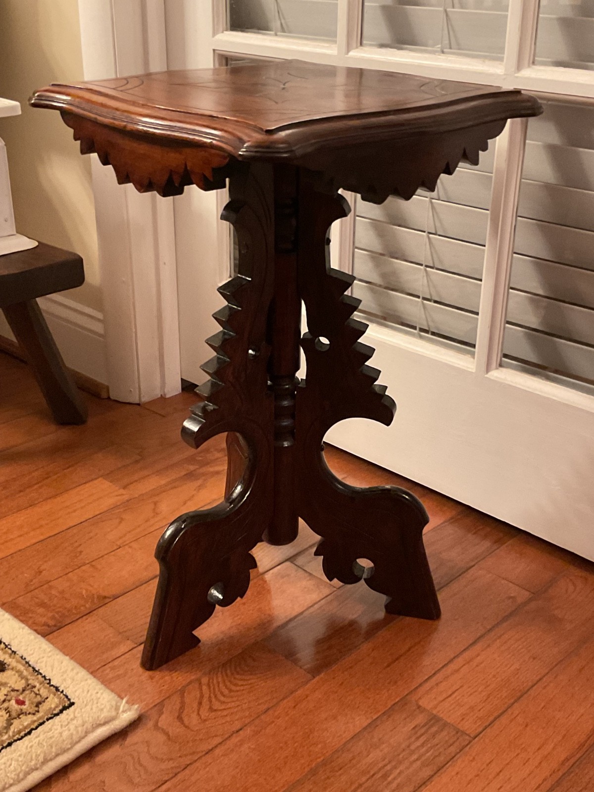 Antique Eastlake Carved Walnut Stand or Occasional Table