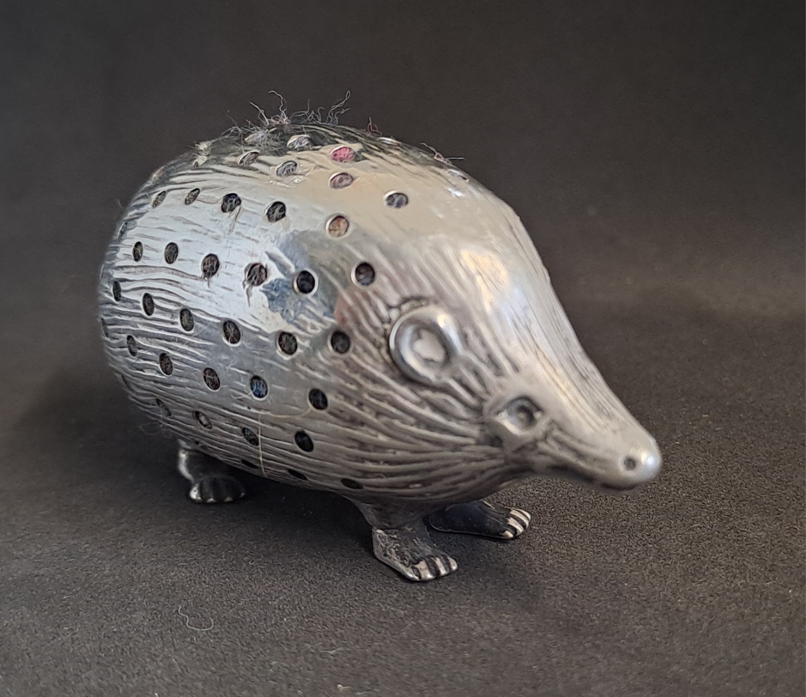 Solid Silver Hedgehog Pin Cushion. Birmingham 1906. S & Co.