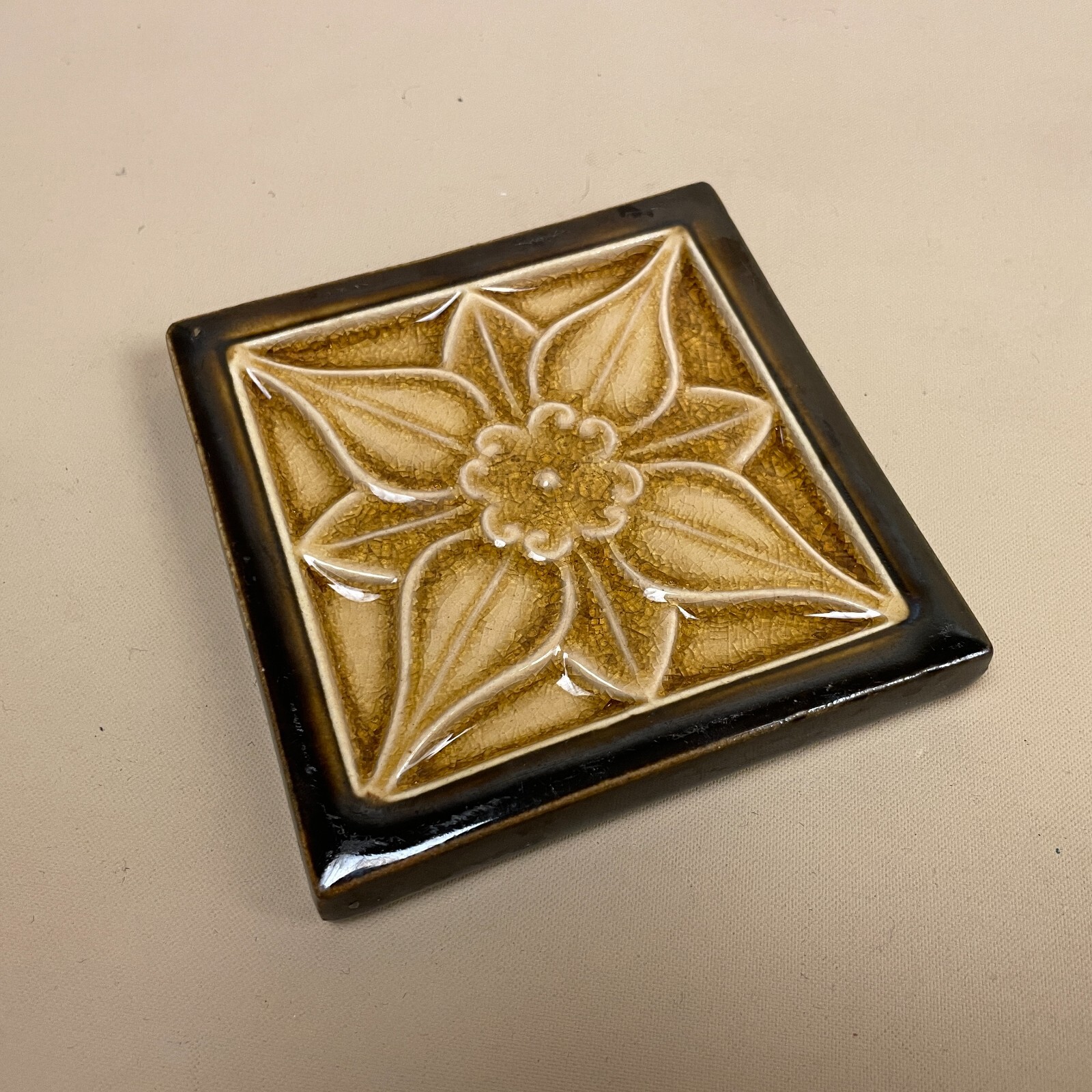 Vintage Retro Handmade Tile Ceramic Square Old Pattern 10x10cm Placemat Coaster