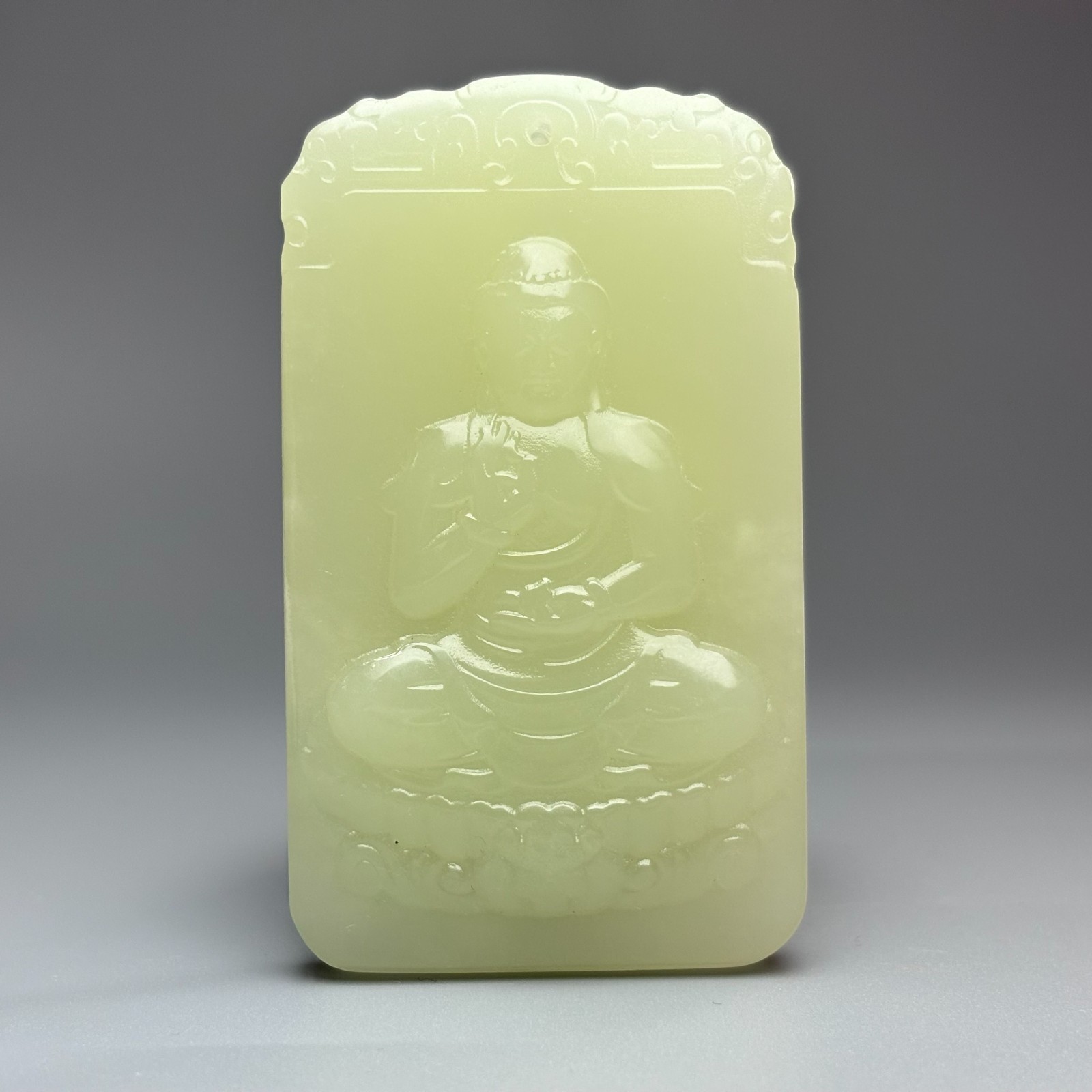 2.8” China Natural Jade Carved Amitabha Buddha Zodiac Pig Amulet Pendant A473