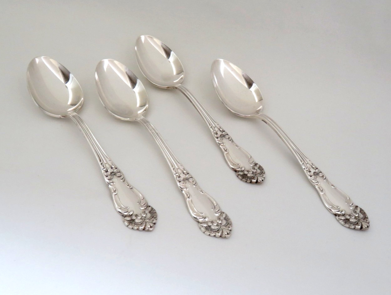 4 Pc Reed & Barton FESTIVITY Silver Plate Oval Soup Spoons NO MONO 7 1/8″