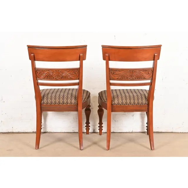 Ethan Allen British Colonial Solid Cherry Wood Dining Chairs, Set of Six