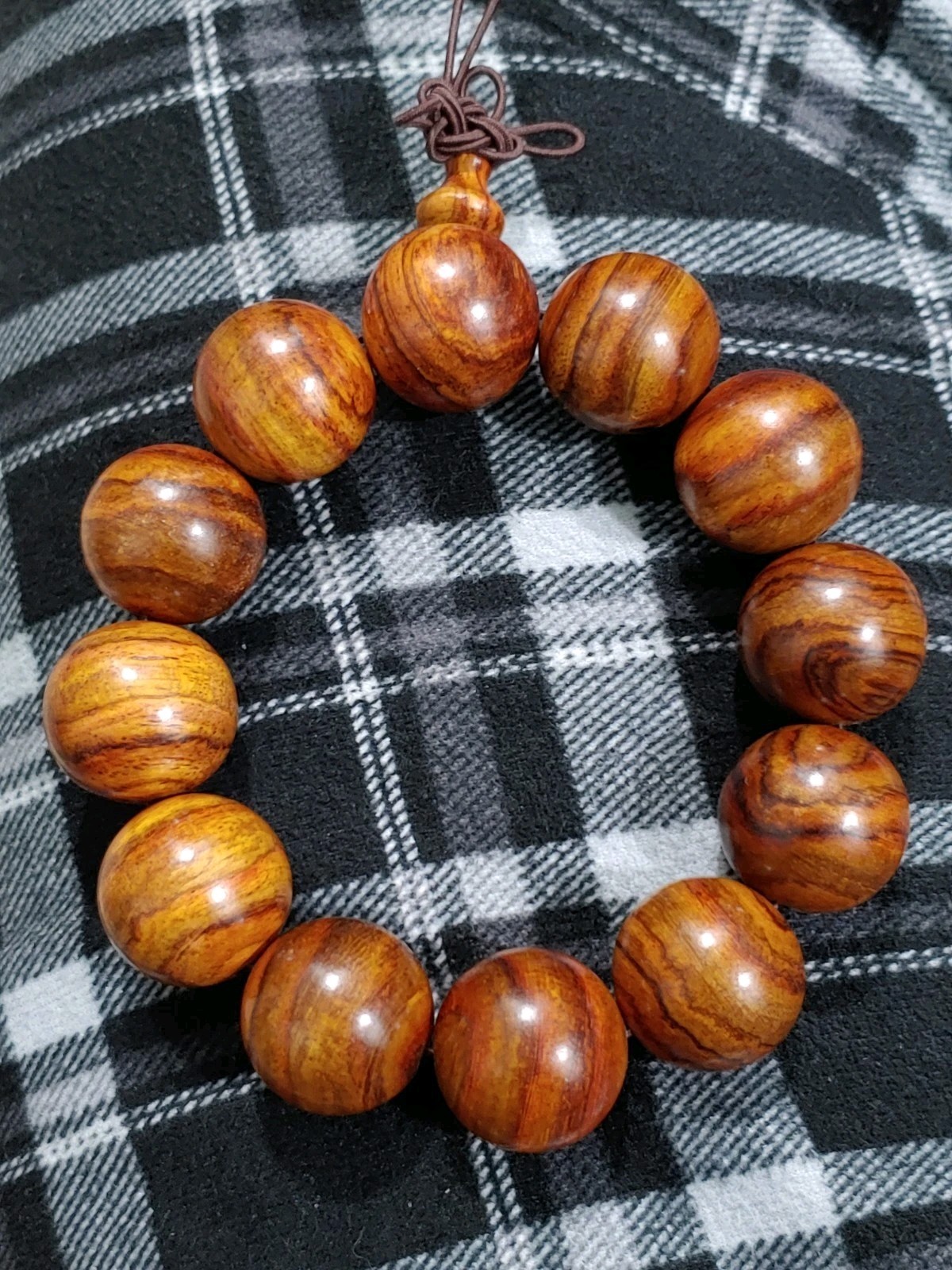 黄花梨木虎斑纹佛塔佛珠手钏手串 2.0 Cm Huanghuali Rosewood Hongmu Bead Buddisam Praying Bracelet