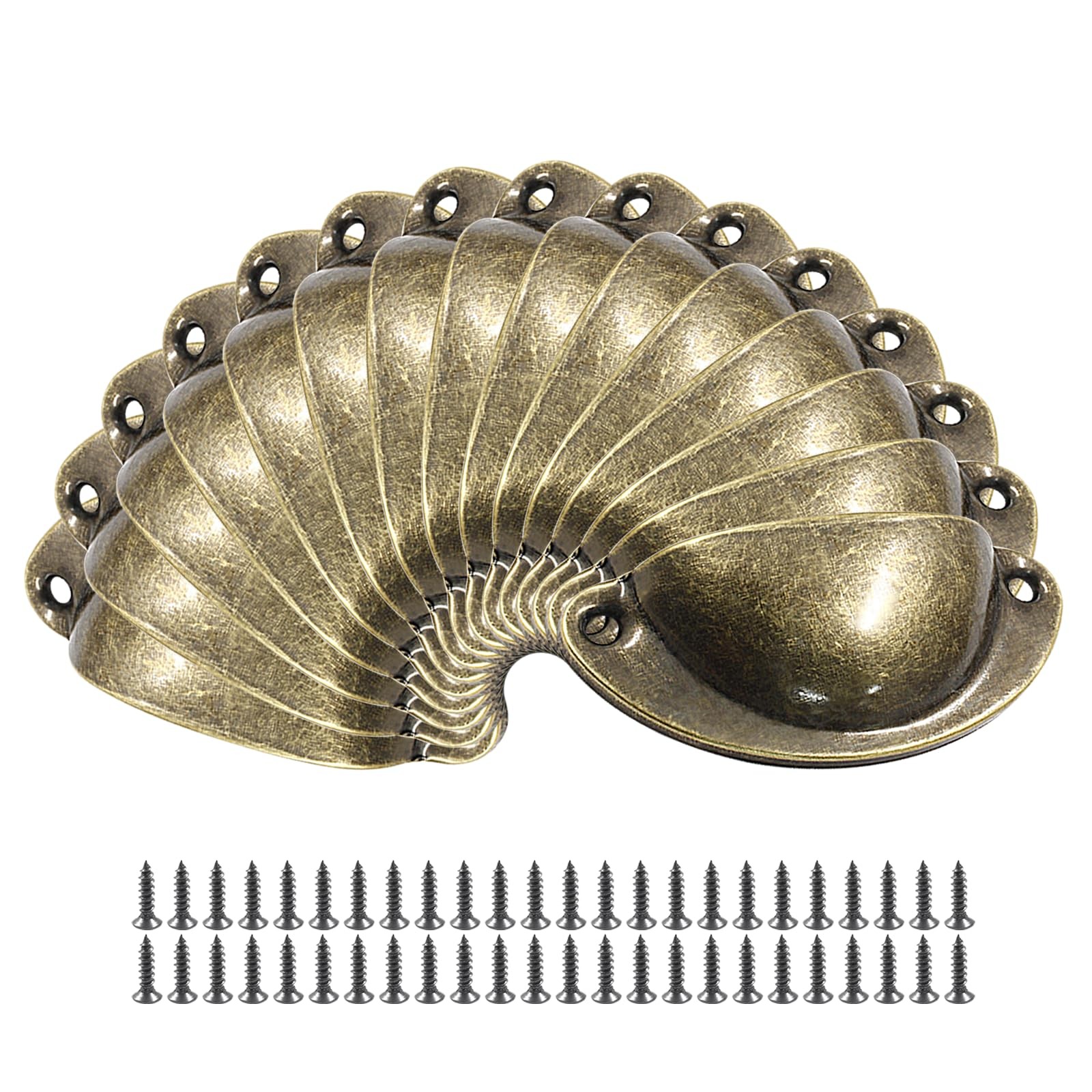 suiwotin 24pcs Antique Cup Drawer Pulls, Brass 24pcs-Small, Bronze