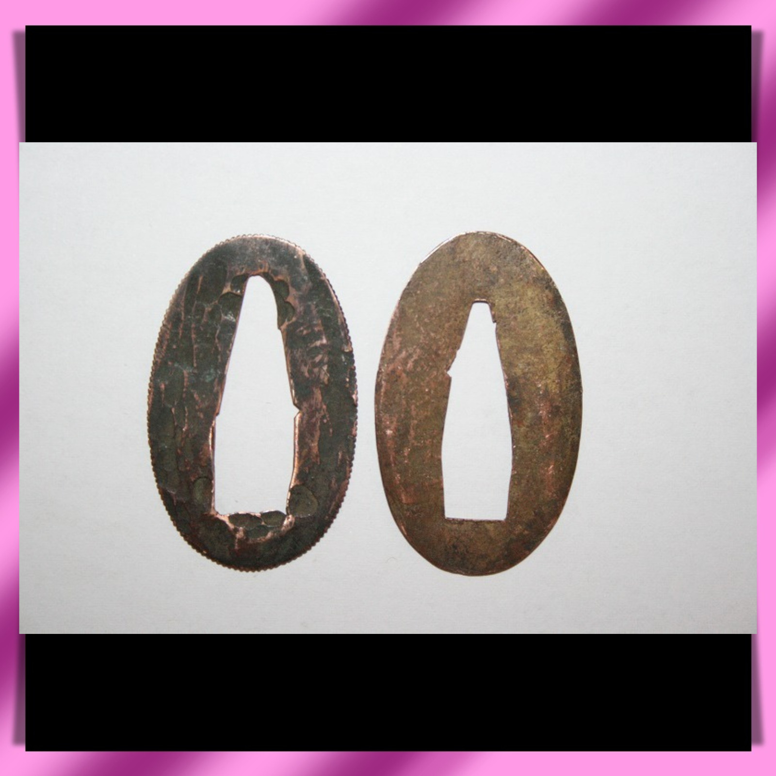 Set Of 2 Seppa 3.8×2.4 cm Antique Japanese Sword Fitting Accessory Koshirae 拵え