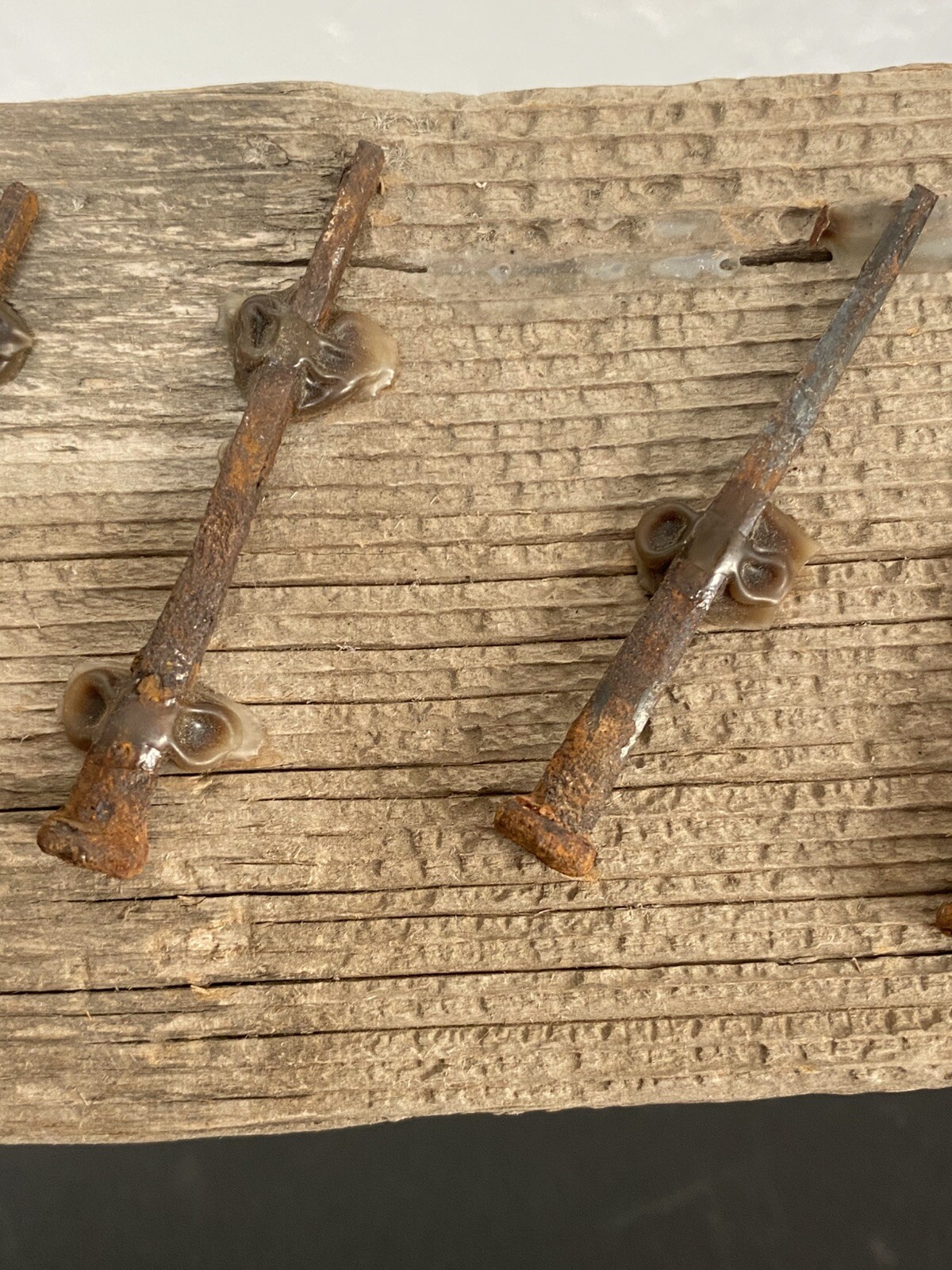 Original 1800’s Antique Square Nails and Wood Piece Art Decor Collector piece