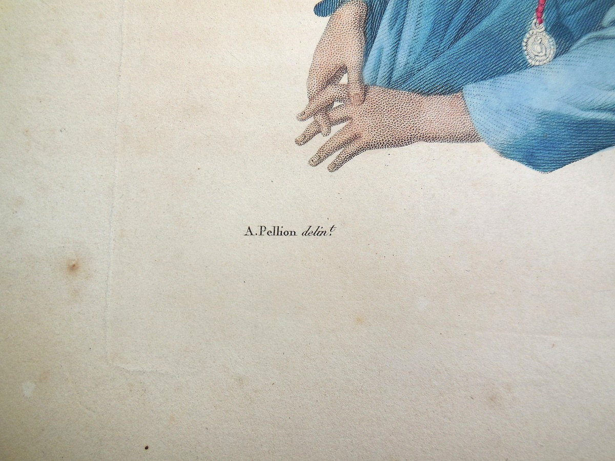 Antique Early 19th Century Mezzotint Iles Mariannes: Guam CHOUBARD Sculpt. c1822