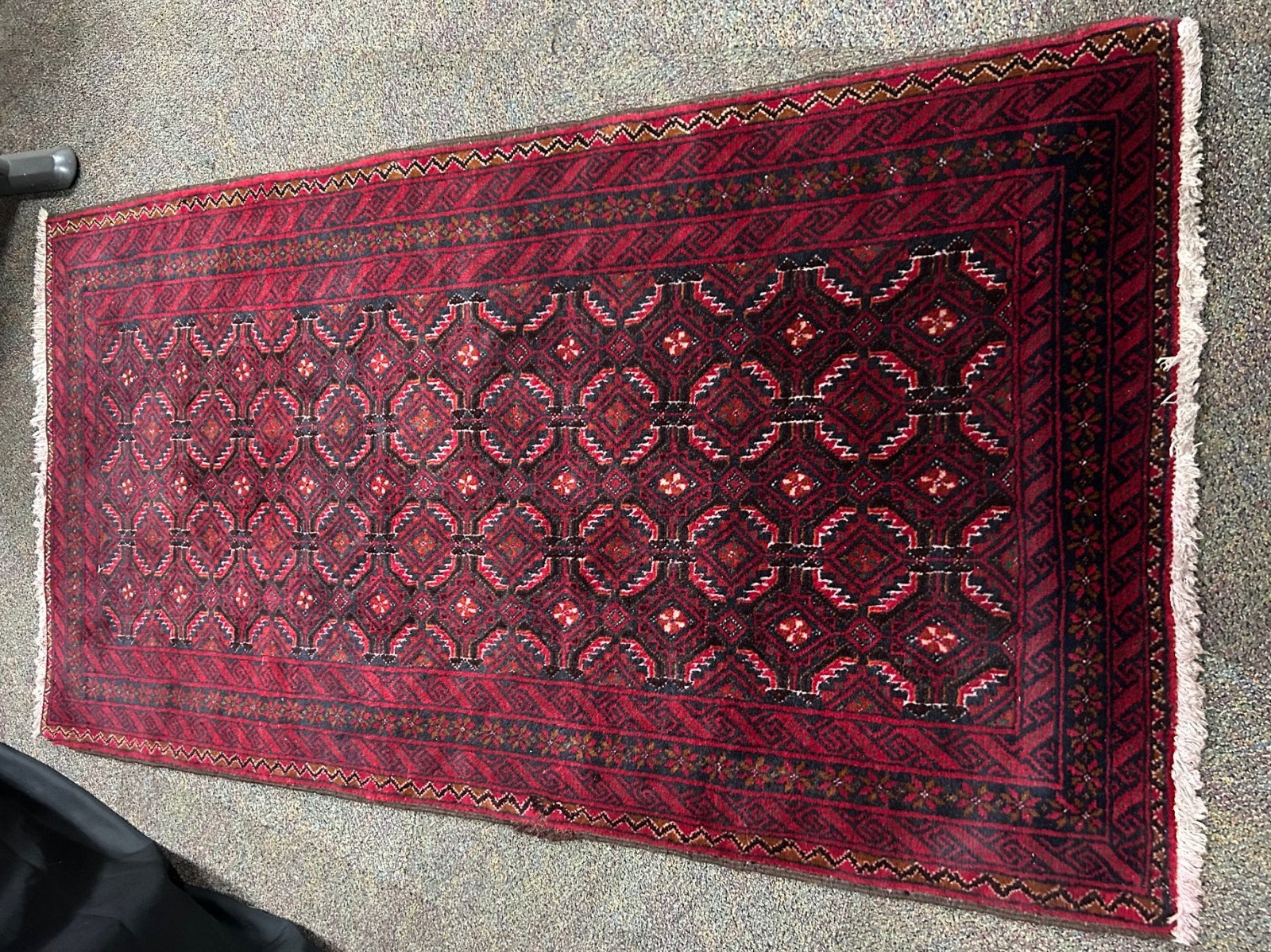 ANTIQUE Oriental RUG HANDMADE VINTAGE handwoven red 3×6 ft