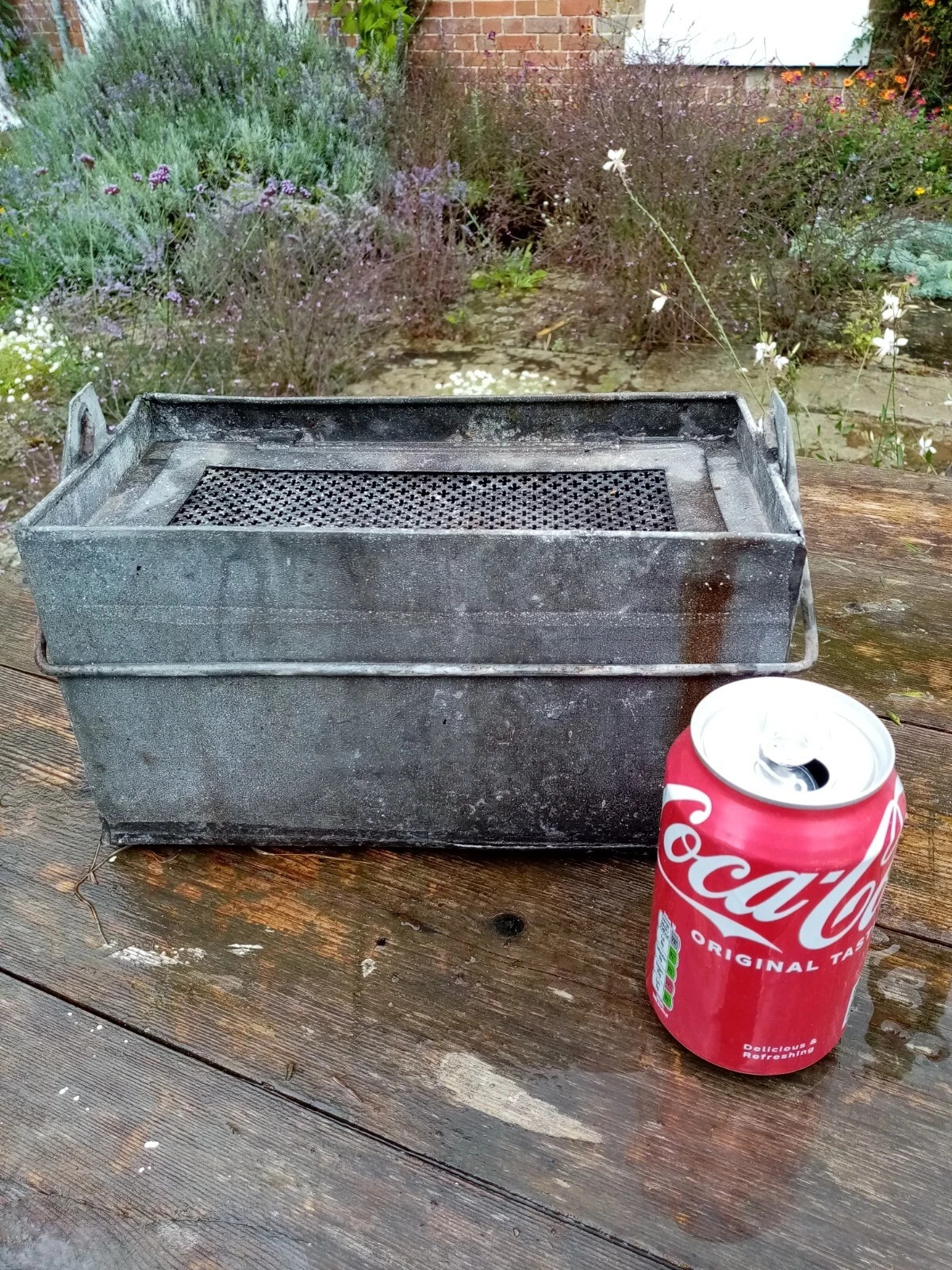 GALVANISED VINTAGE WEASEL CARRIER TIN