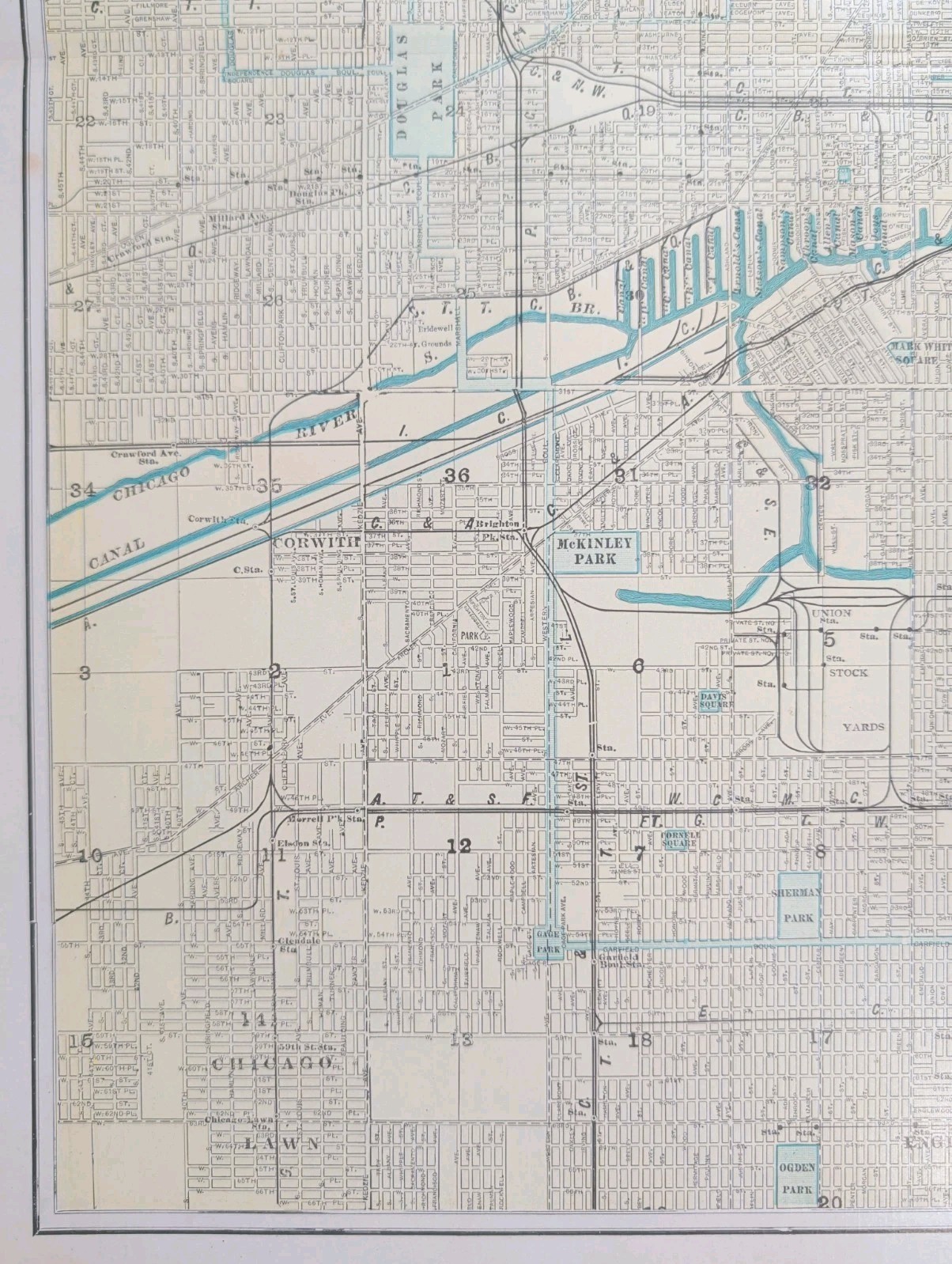 Vintage 1911 CHICAGO ILLINOIS Map 15″x22″ Old Antique Original HYDE PARK PULLMAN