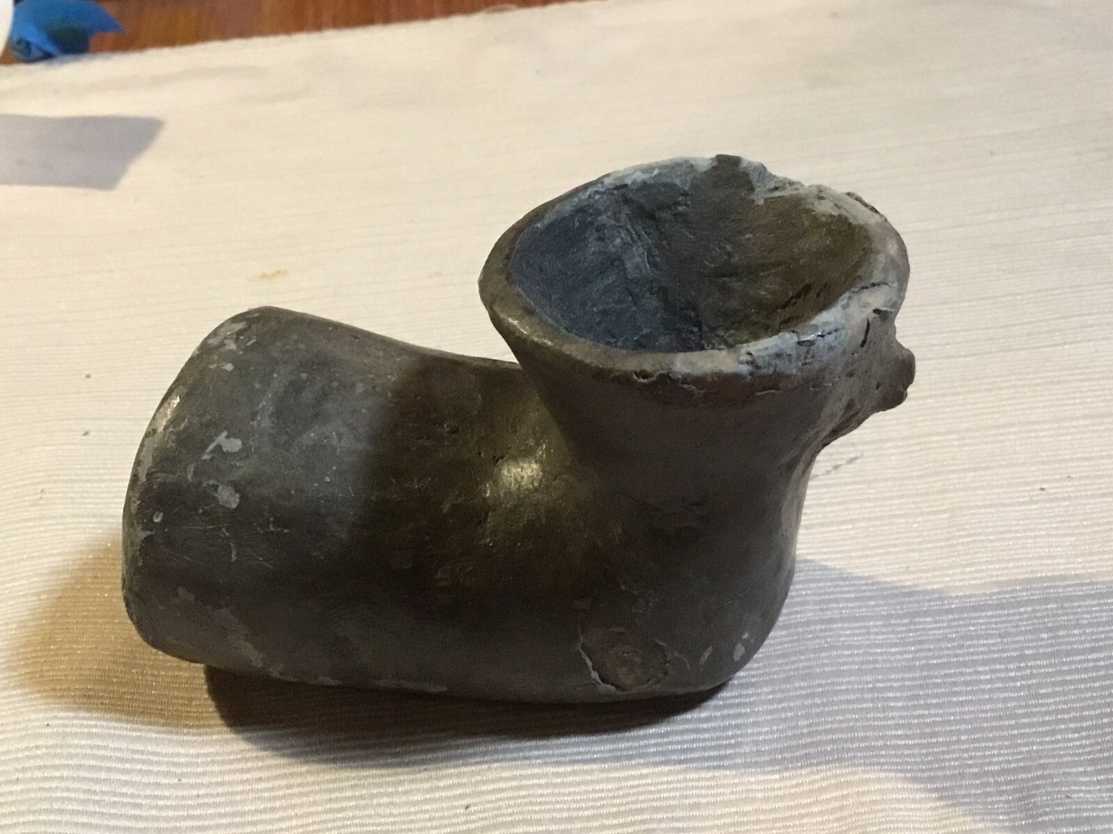 Native American Mississippian Clay Elbow Pipe Effigy pottery Museum Quality