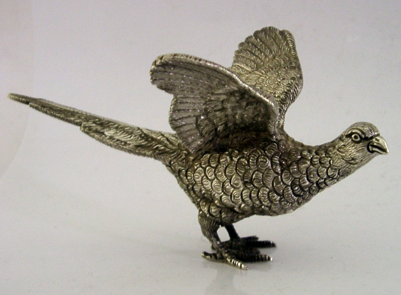HEAVY 167g STERLING SILVER PHEASANT BIRD FIGURE 1998 HUNTING SHOOTING ENGLISH