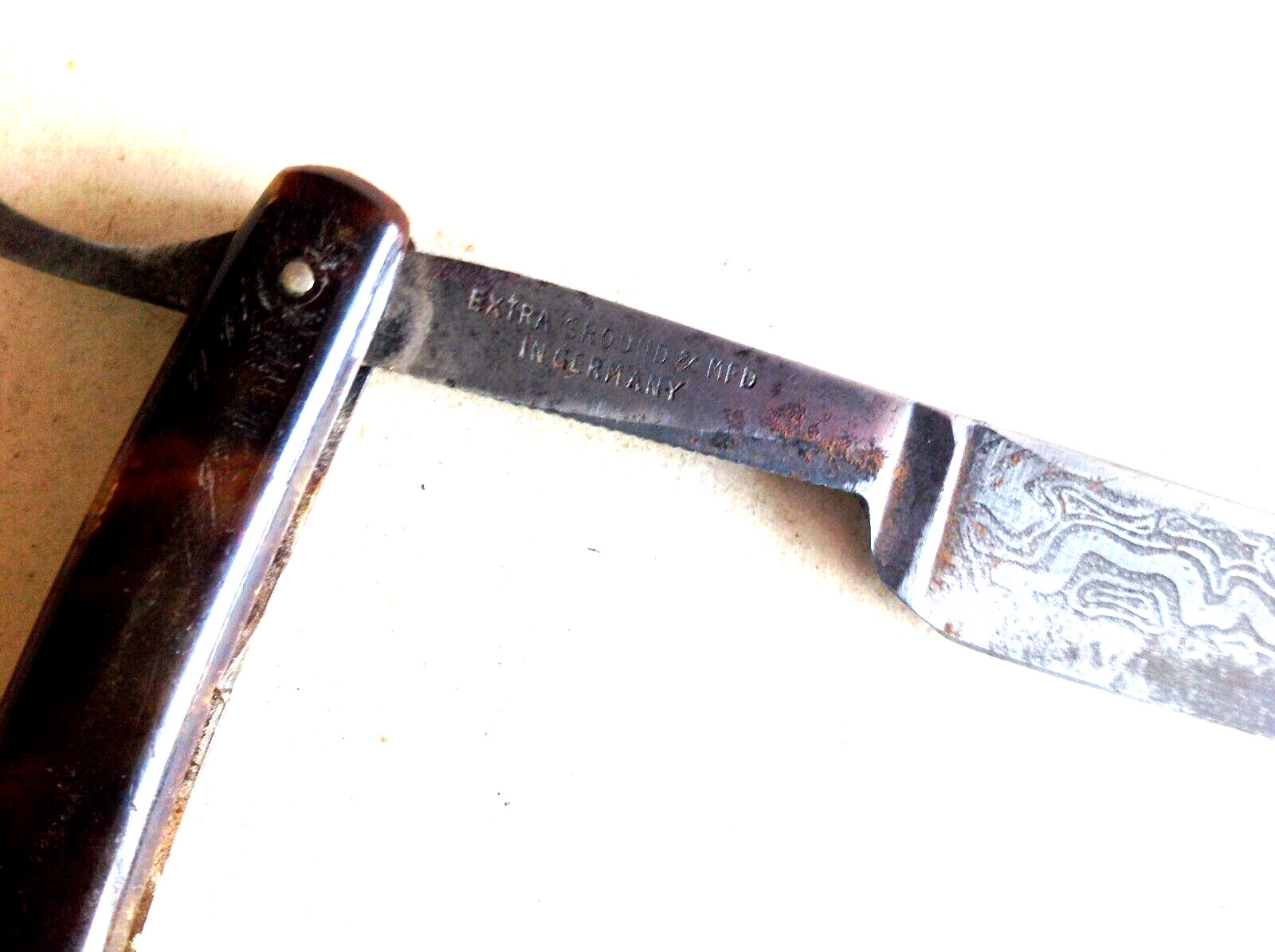 ANTIQUE JOHN PRIMBLE STRAIGHT RAZOR INDIA DAMASCUS STEEL. GERMANY. VERY RARE.
