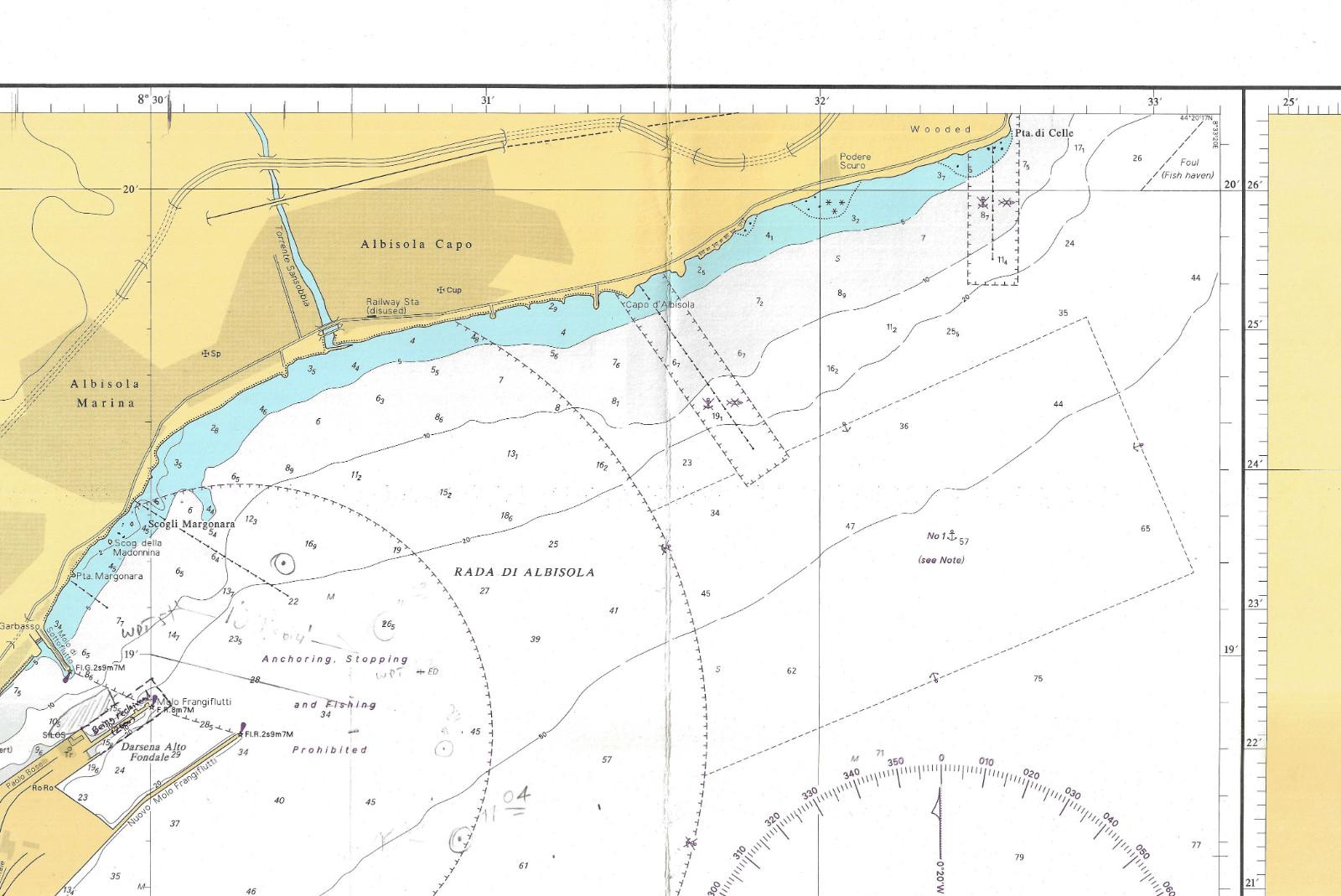 350 Admiralty Chart Italy West Coast Approaches Savona And Vado Map Maritime Wal