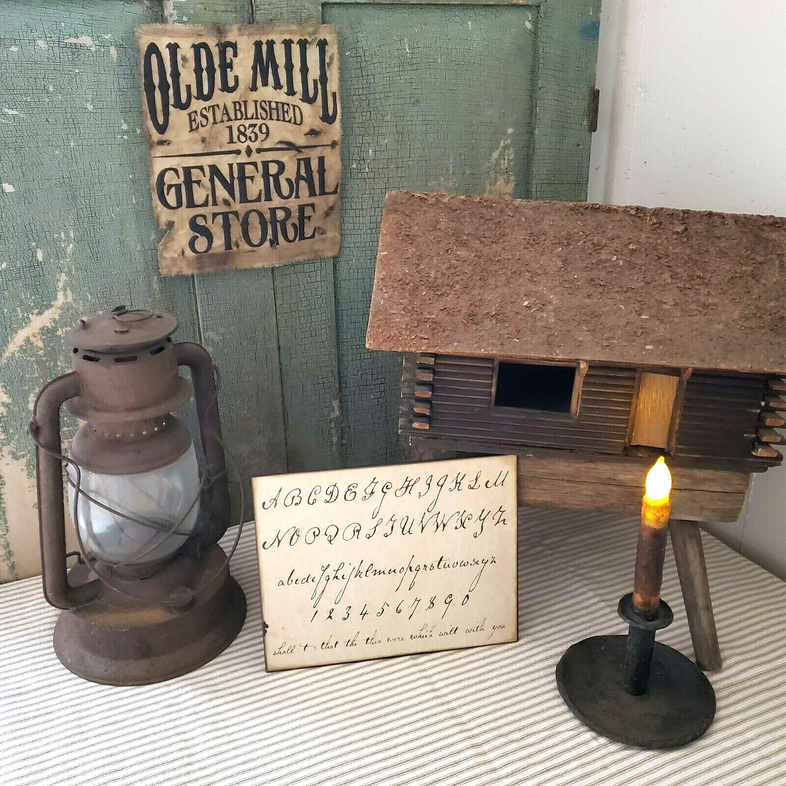 PERFECT DISPLAY VINTAGE PRIMITIVE COLONIAL STYLE ALPHABET OLD SCRIPT SCHOOL SIGN