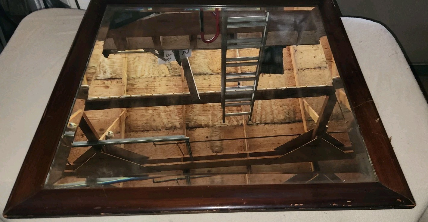 Antique Heavy Solid Wood Framed Mirror Wall Hanging 34.5×32.5