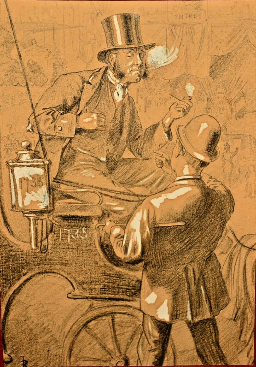 FREDERICK BARNARD Antique Original Signed Charles Dickens Illustration Drawing