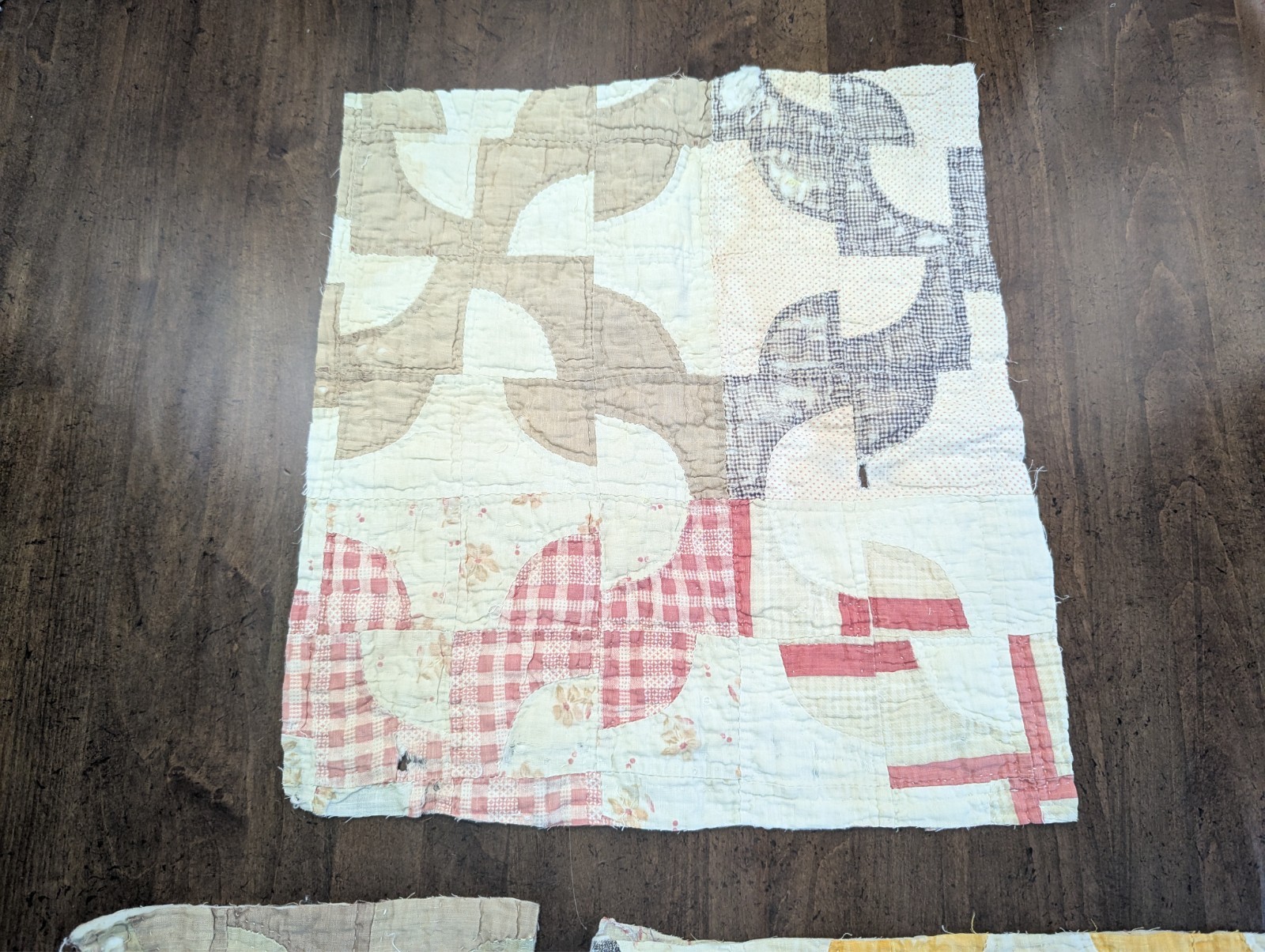 PRIM-GRUNGE Lot/3 Pcs UP-CYCLED from VTG-USA Patchwork QUILT x Crafts Projects