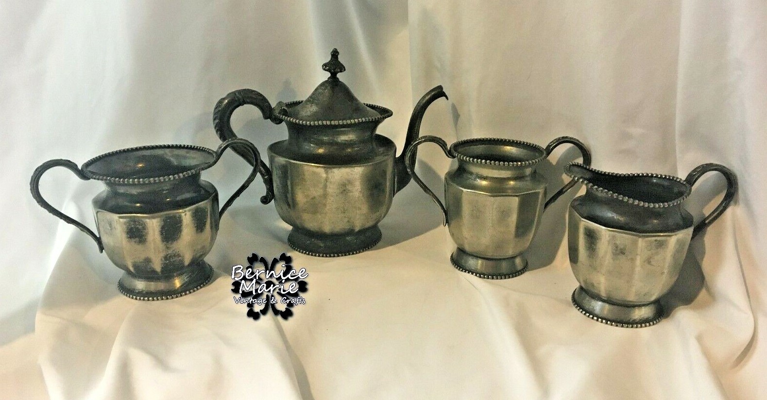 Van Bergh Quadruple Silver Plate Tea Set Antique 1800’s 4 Pc