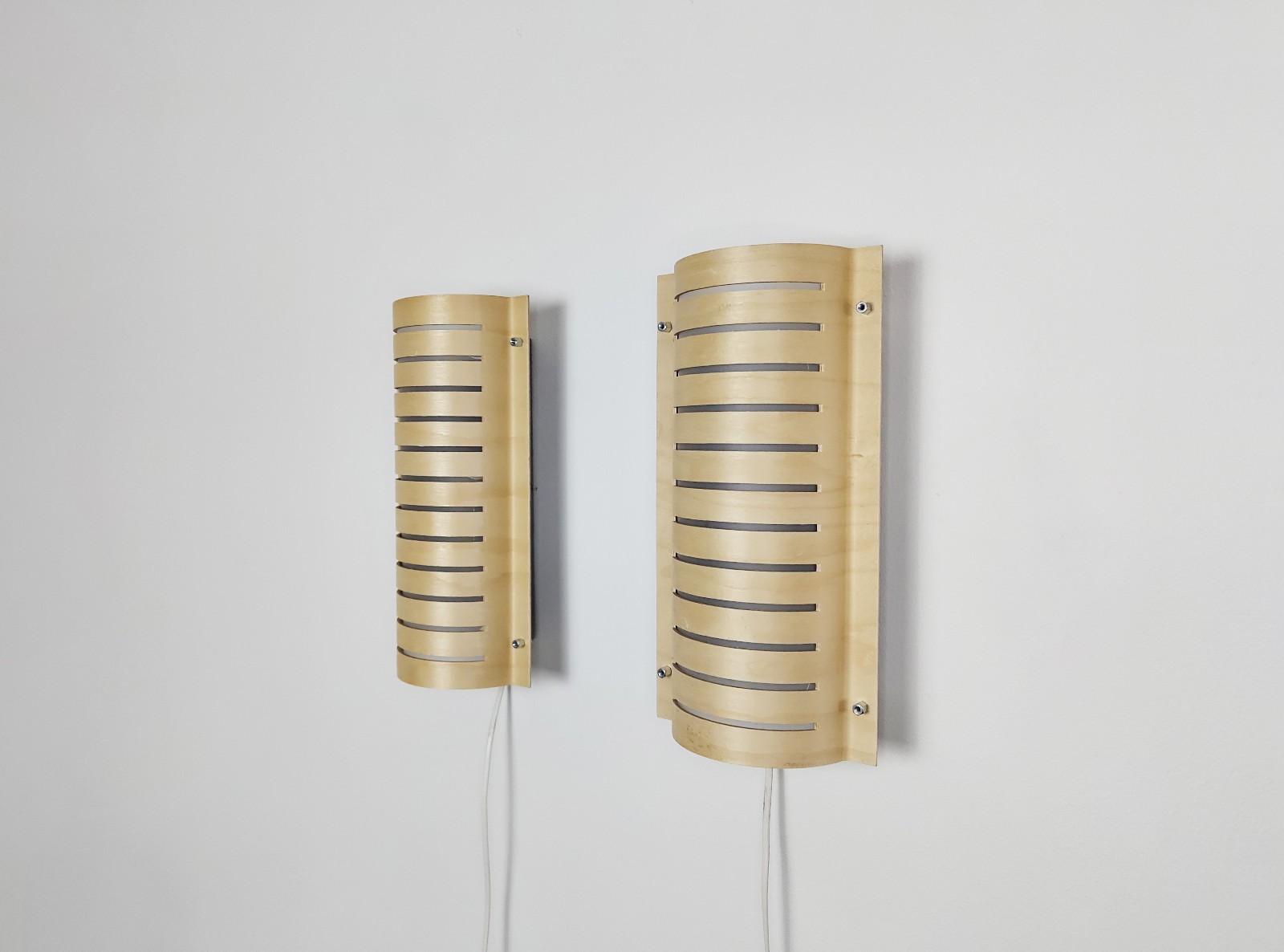 Pair of vintage wood sconces, wall lamps, plafonniers, vintage Ikea, Swedish