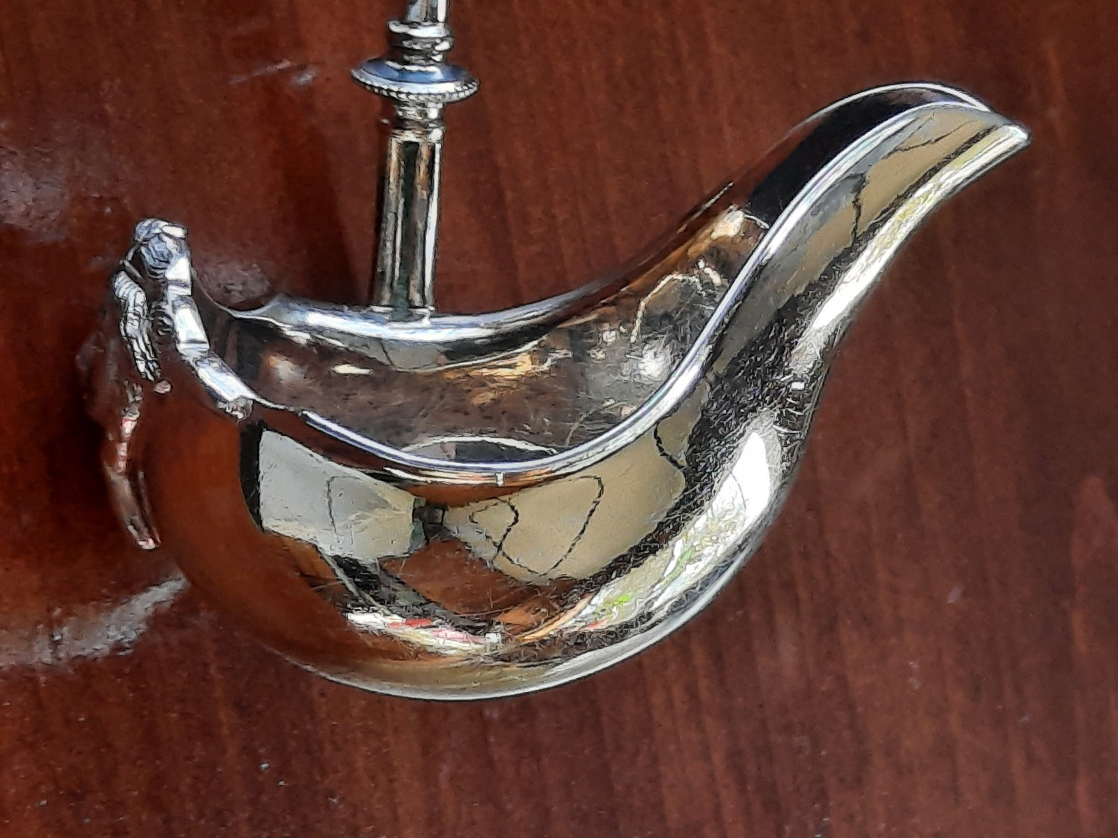 Sterling Silver George Sharp Ball End Medusa Spouted Ladle, Mono M