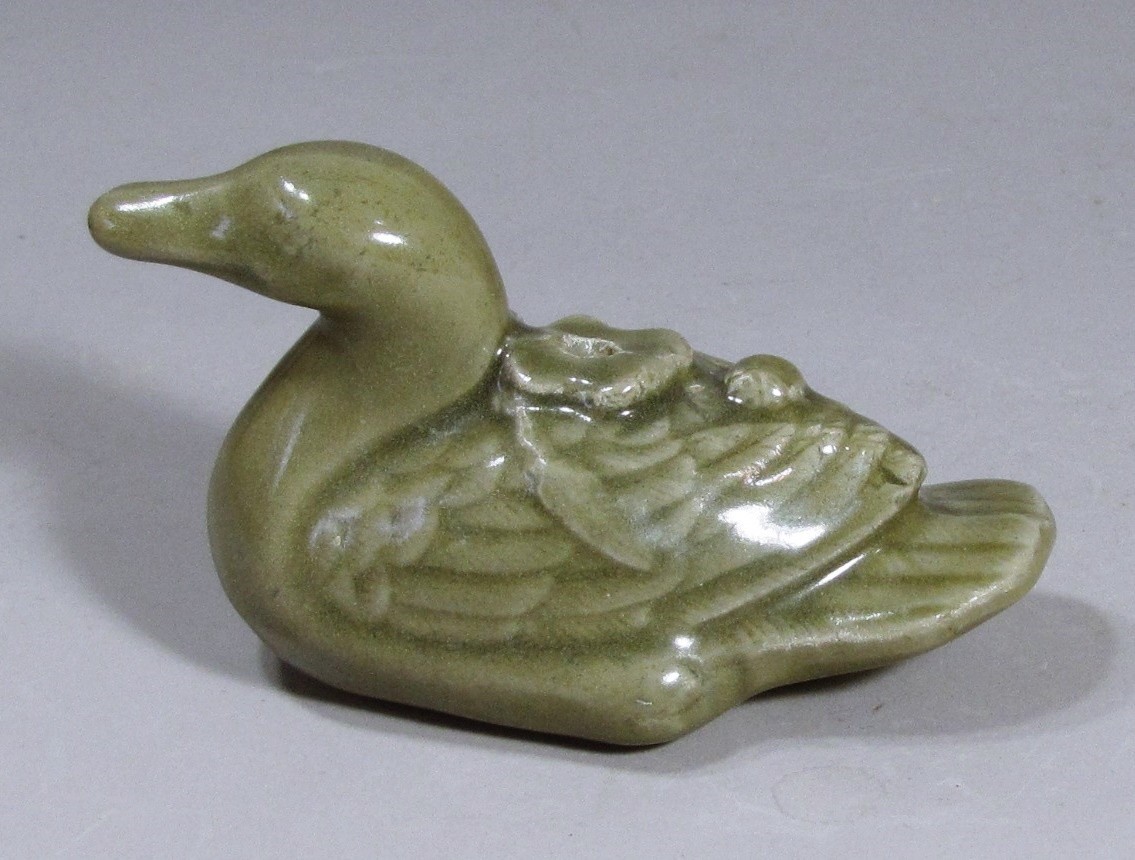 A Fine/Rare Korean Duck Shaped Celadon Water Dropper-15th C.