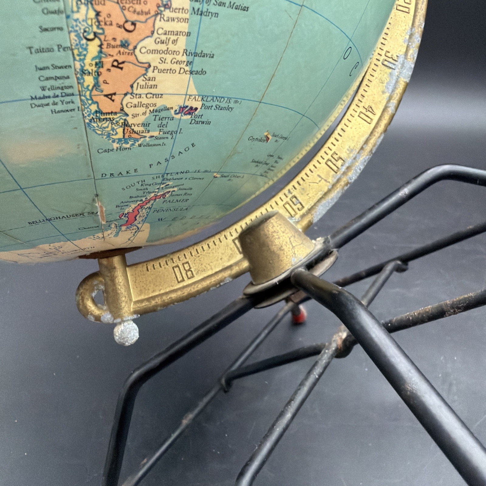 Vintage 1950’s Replogle Reference 10 Inch World Globe MCM Stand & Hour Chart