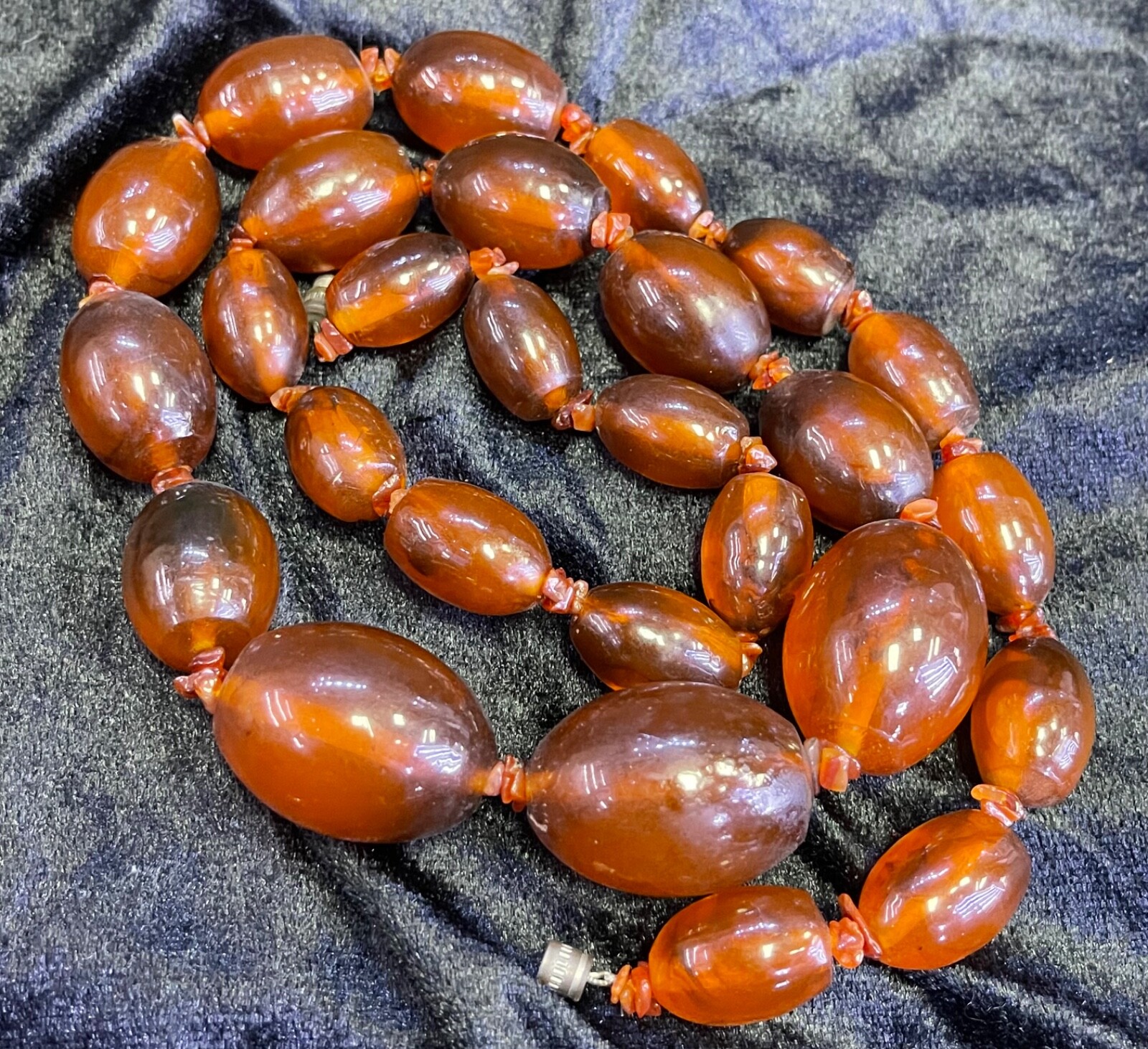 High Quality Genuine Natural Old Baltic Amber Oval Beads Necklace 116 Gram