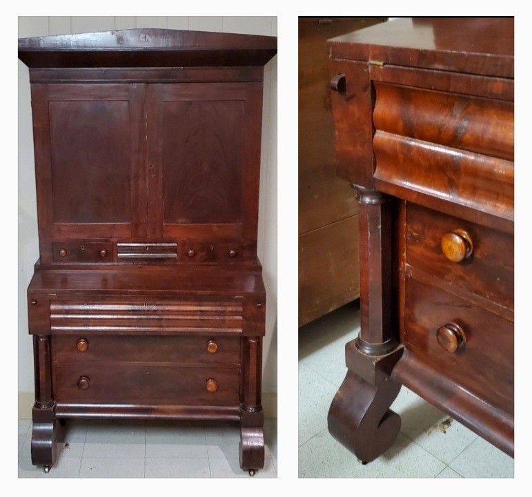 American Empire Secretary Desk Flame Mahoney antique Library Den – its SHIPPABLE