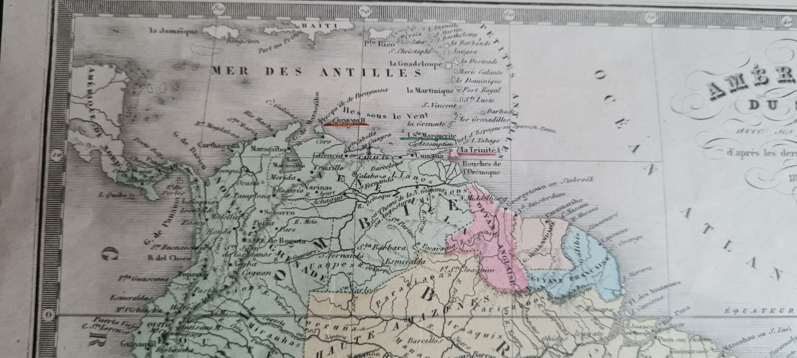 Antique (1862) French map – South America – Felix Ansart