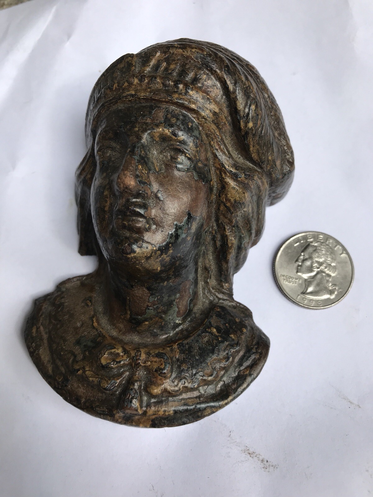 RARE 1890S CHRISTOPHER COLUMBUS Pediment HEAD Architectural Salvage ADornment
